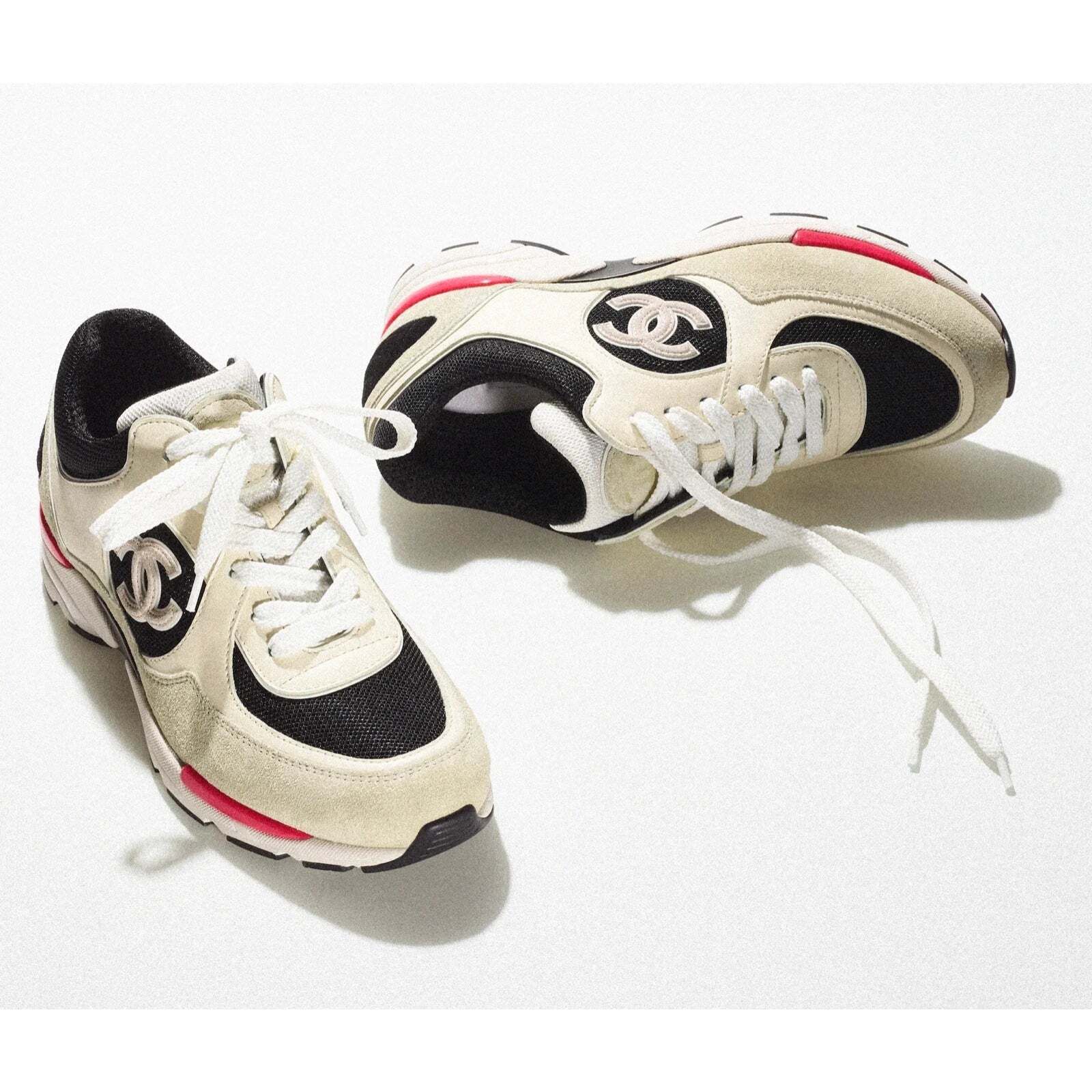 Chanel Chanel 22S Ivory Red Mesh CC Logo Tie Flat Runner Sneaker 41 Size US 11 / IT 41 - 5 Thumbnail
