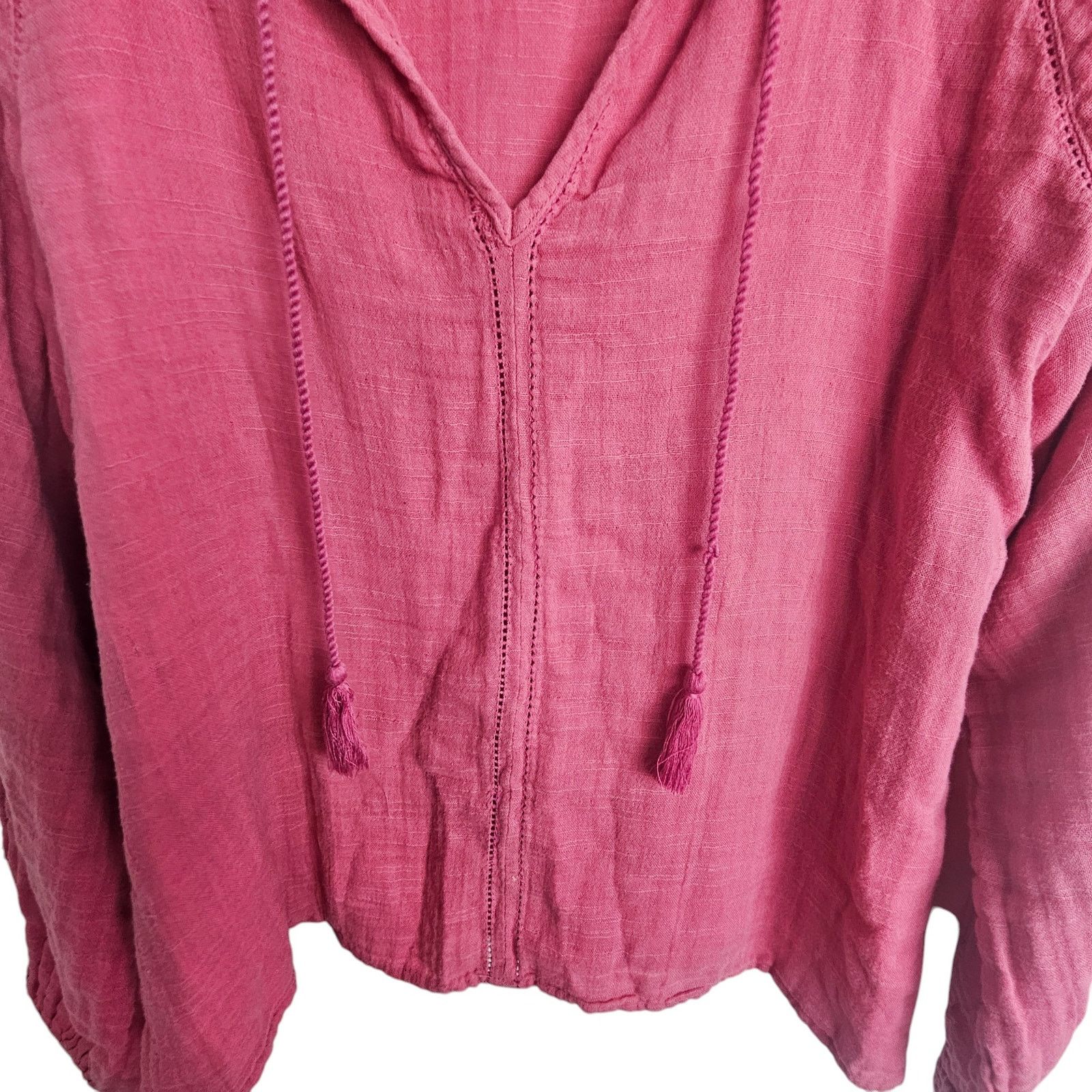 Faherty Faherty Womens Celina Puff Sleeve Top Gauzy Peasant Blouse M Size M / US 6-8 / IT 42-44 - 4 Thumbnail