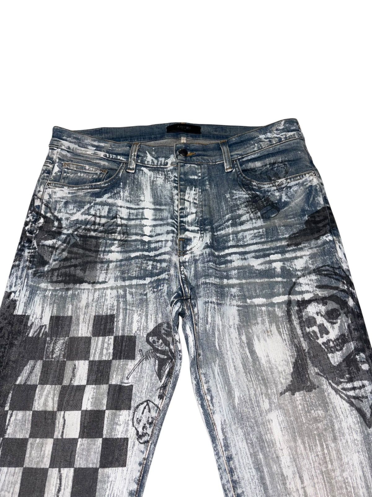 Amiri × Wes Lang 36 Amiri Wes Lang Sketch Jeans Painted graphic logo skeleton Size US 36 / EU 52 - 5 Thumbnail