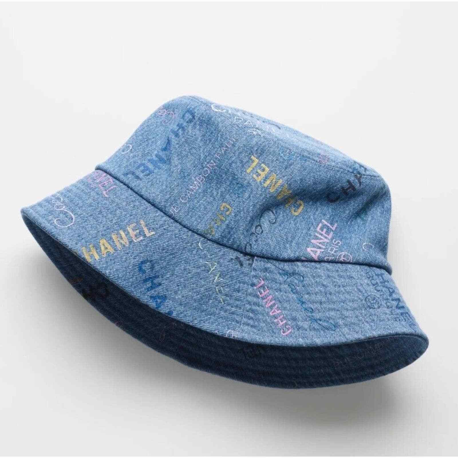 Chanel Chanel Denim Graffiti CC Logo Sun Cloche Bucket Hat Small S Size ONE SIZE - 1 Thumbnail
