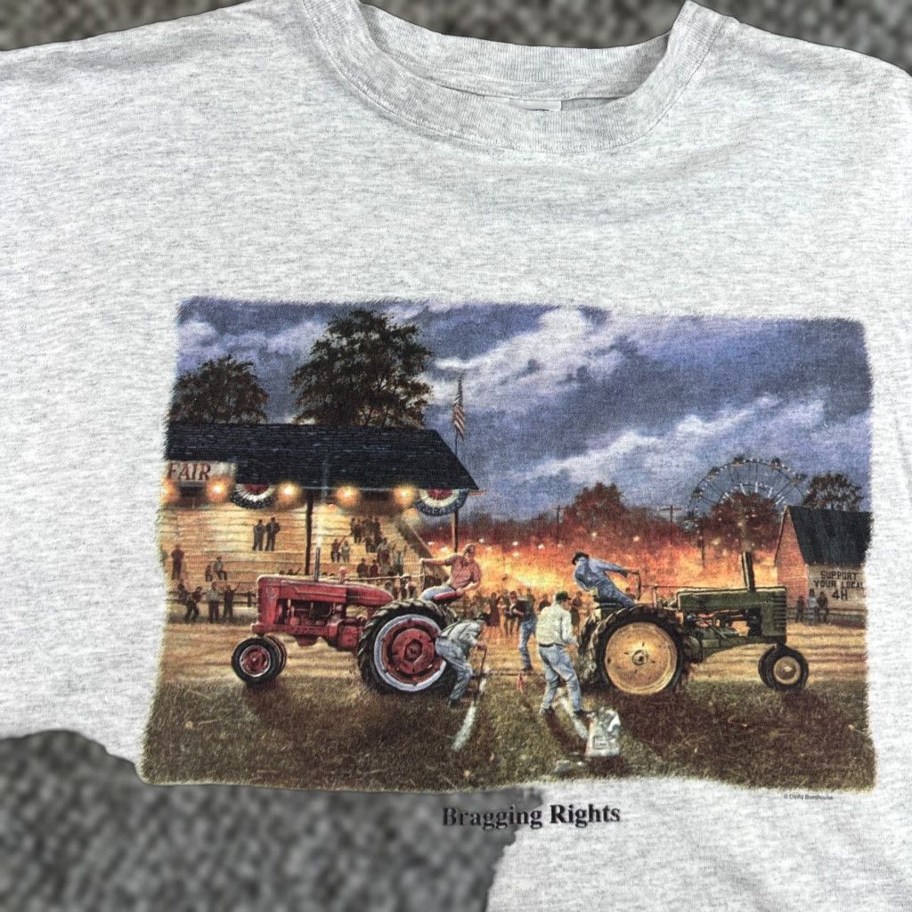 Vintage VTG DAVE BARNHOUSE T-Shirt Adult XL Gray Cotton Santee Crew Neck Short Sleeve 90s Farm Barn House Earth Tones Vintage Art Size US XL / EU 56 / 4 - 1 Thumbnail