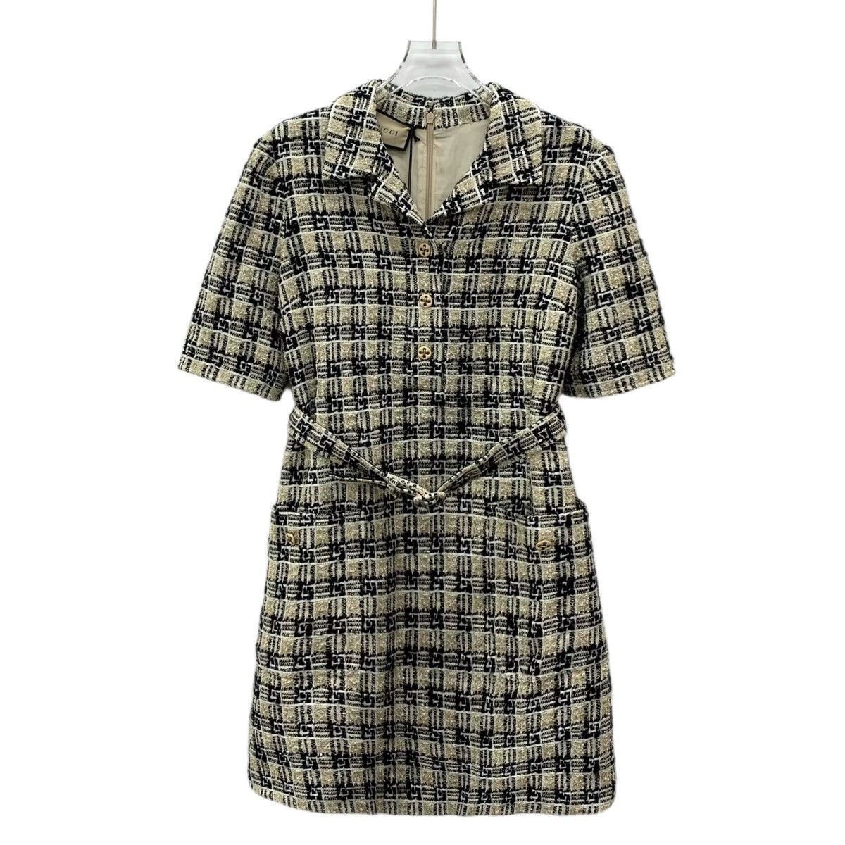 Gucci Gucci Plaid Woven Tweed Lapel Short Sleeve Dress K26WX Size M / US 6-8 / IT 42-44 - 1 Thumbnail