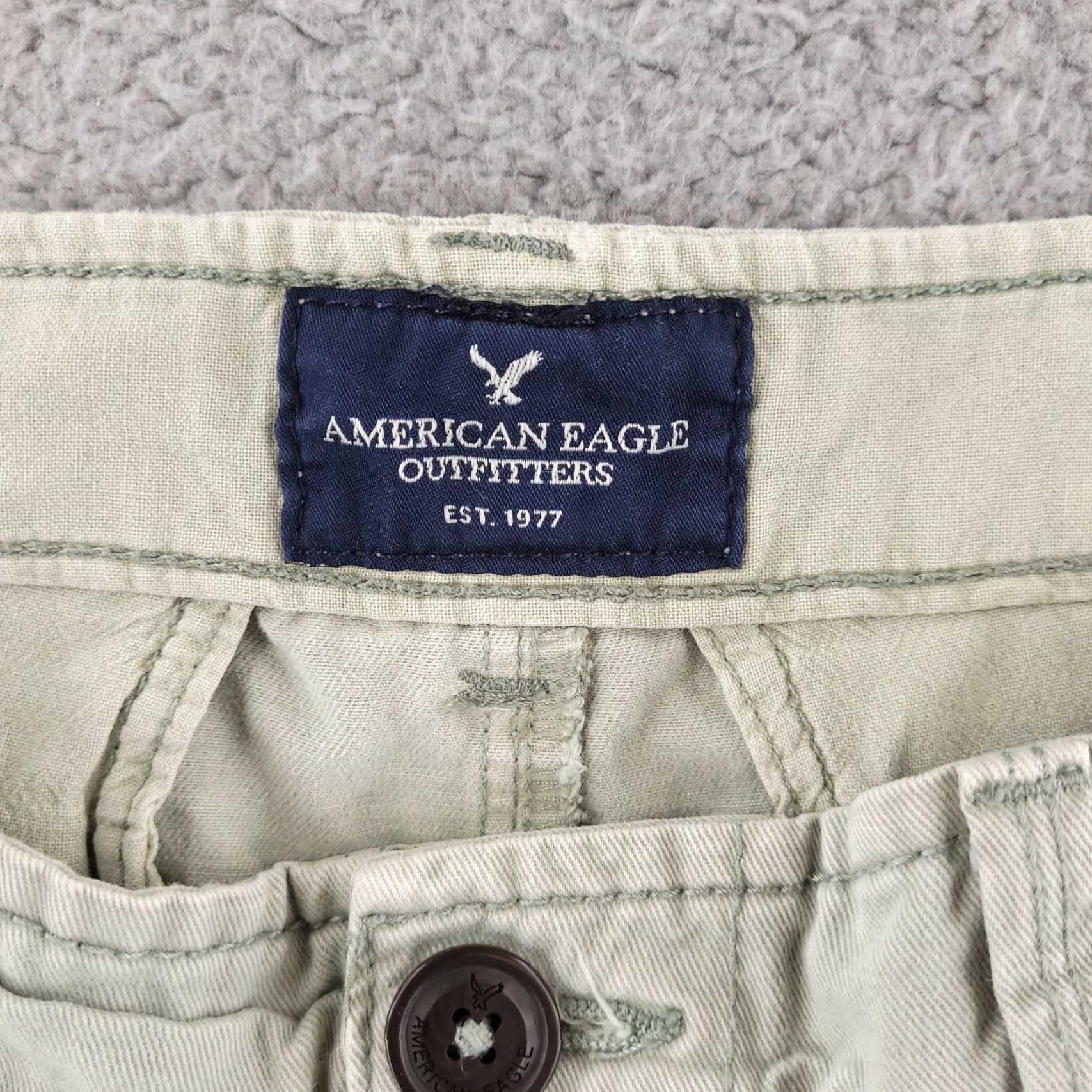 American Eagle Outfitters American Eagle Outfitters Slim Chino Shorts Mens 33 Mint Green Flat Front Casual Preppy Size US 33 - 2 Thumbnail