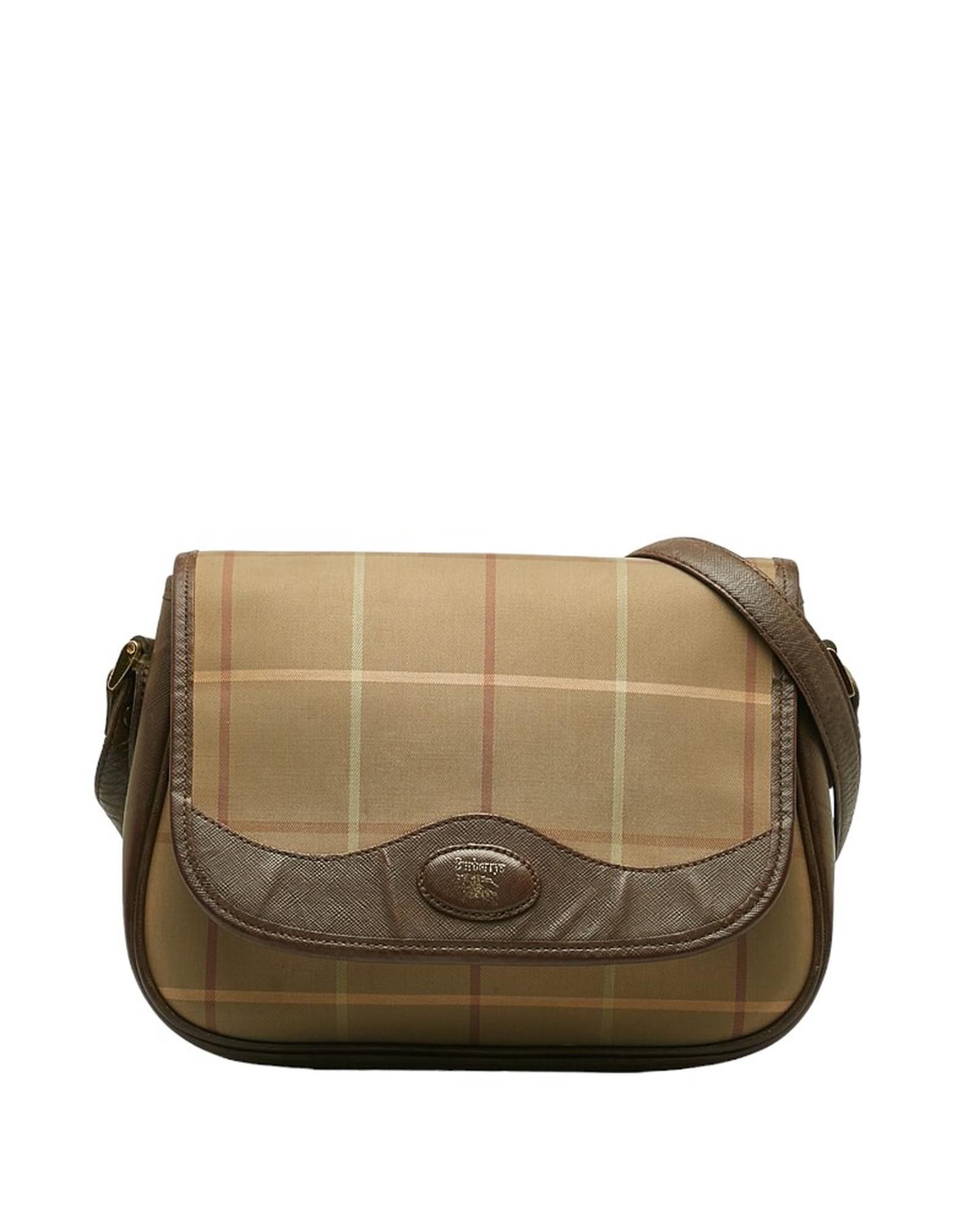 image of Burberry Check Crossbody Bag In Beige - B Condition, Women's