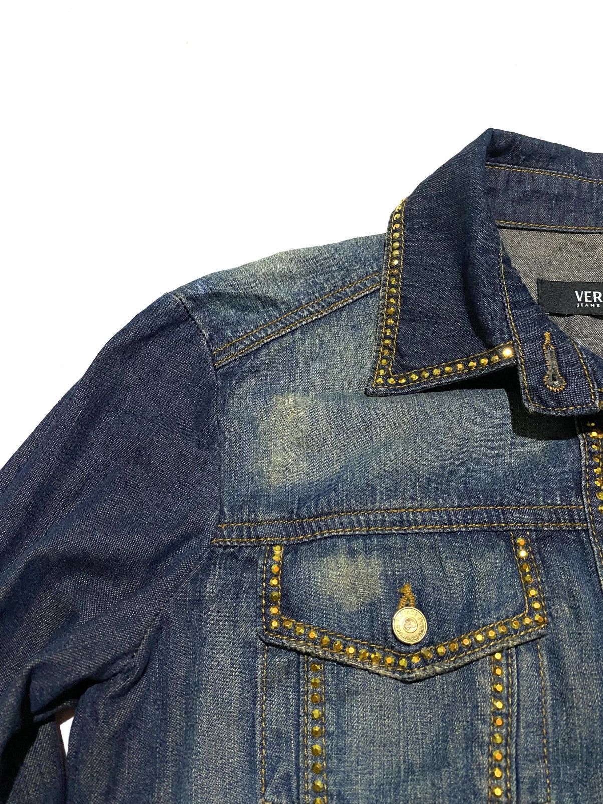Versace Jeans Couture VERSACE JEAN COUTURE STUDDED DISTRESSED DENIM JACKET Size M / US 6-8 / IT 42-44 - 7 Thumbnail