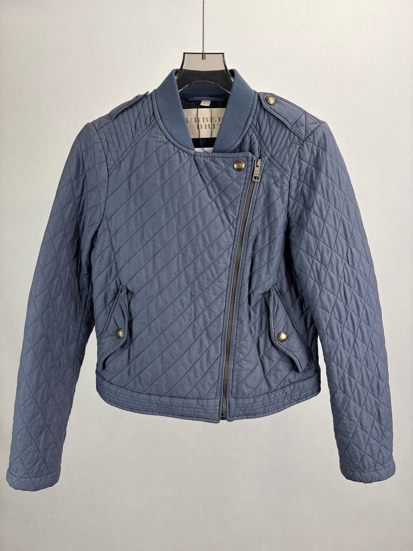 Burberry Burberry Deep Blue Diagonal Zip Cotton Jacket Size S / US 4 / IT 40 - 1 Thumbnail