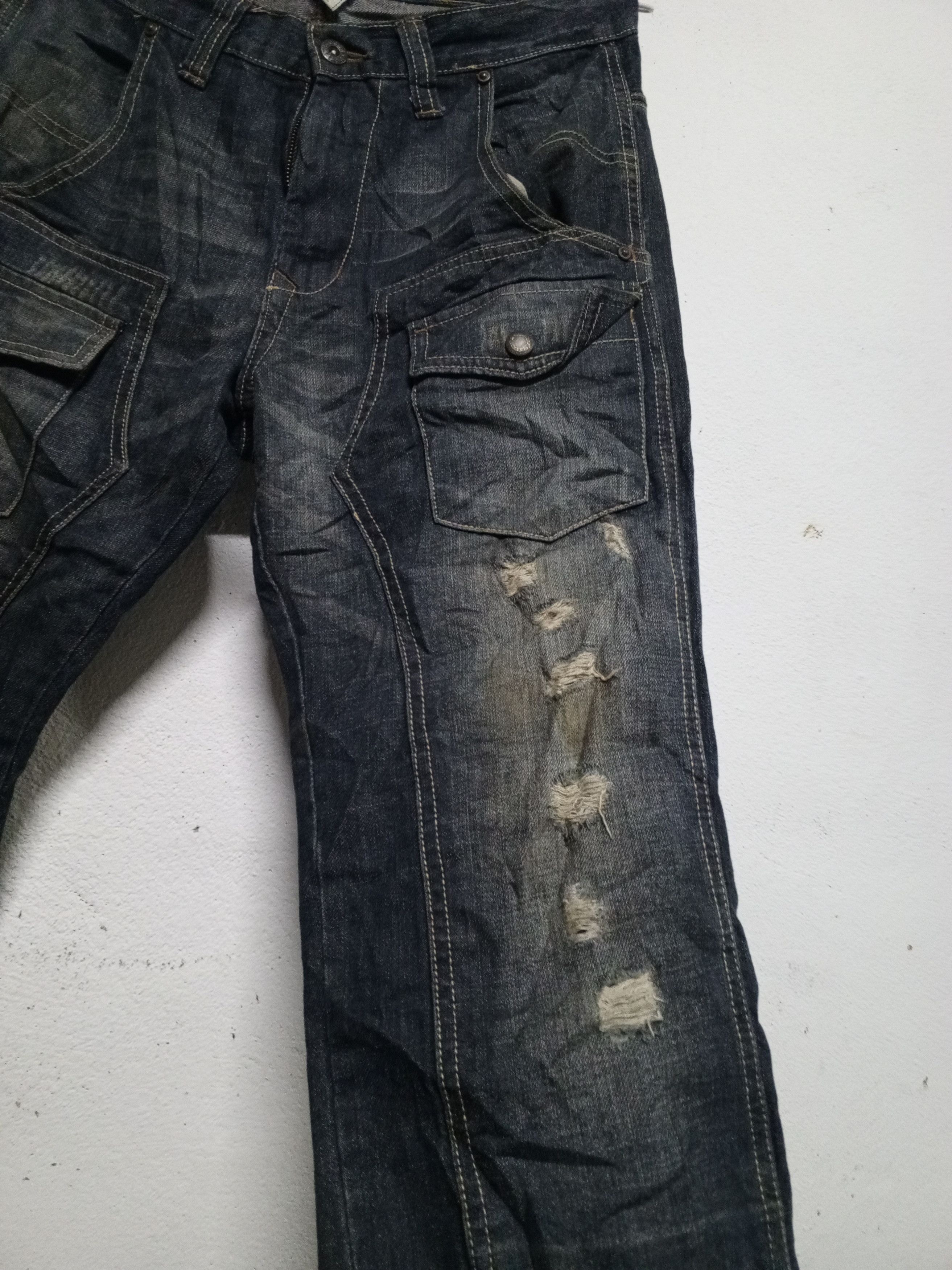 Japanese Brand 🔥Japan Free Gate Distressed Denim Double Knee Bush Pant🔥 Size US 26 / EU 42 - 4 Thumbnail