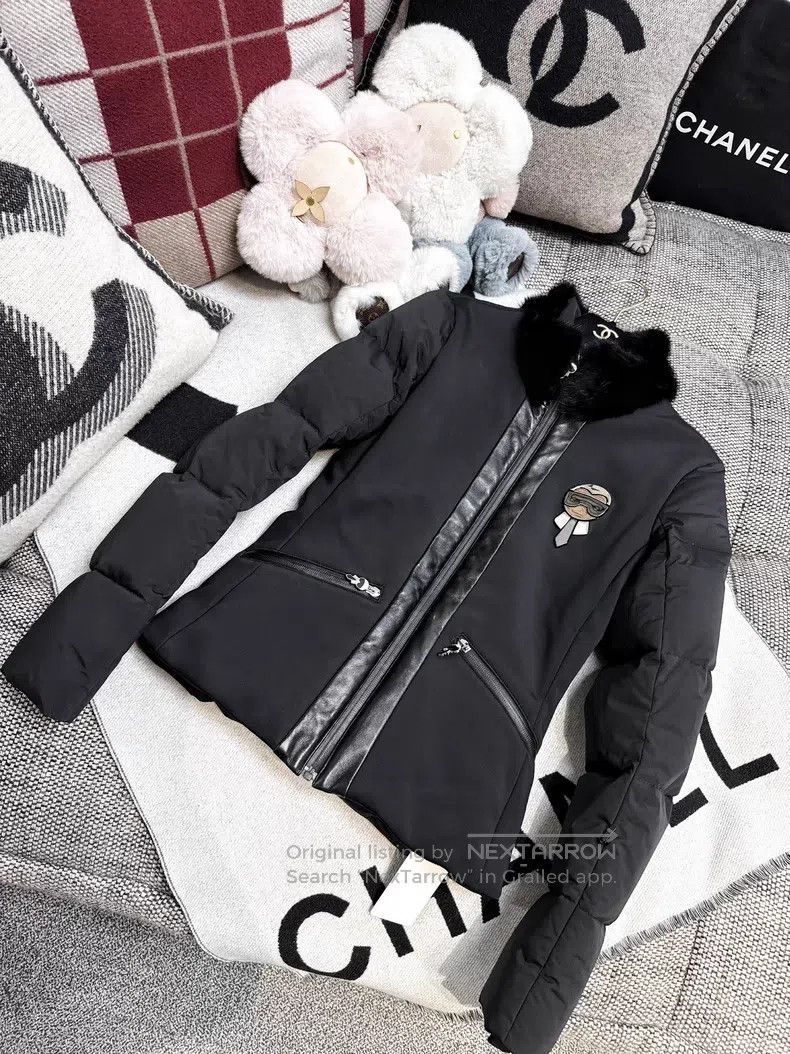 Fendi Fendi Black Mink Fur Collar Ski Jacket, Karl Lagerfeld Log Size XS / US 0-2 / IT 36-38 - 7 Thumbnail