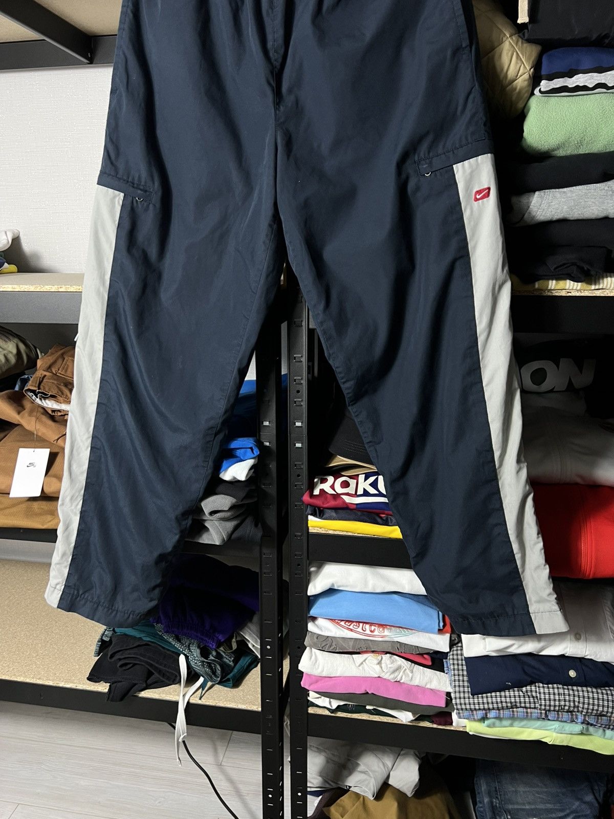 Nike 🔥 Nike Vintage Y2K Track Pants Wide Fit – Navy – Size L Size US 34 / EU 50 - 3 Thumbnail