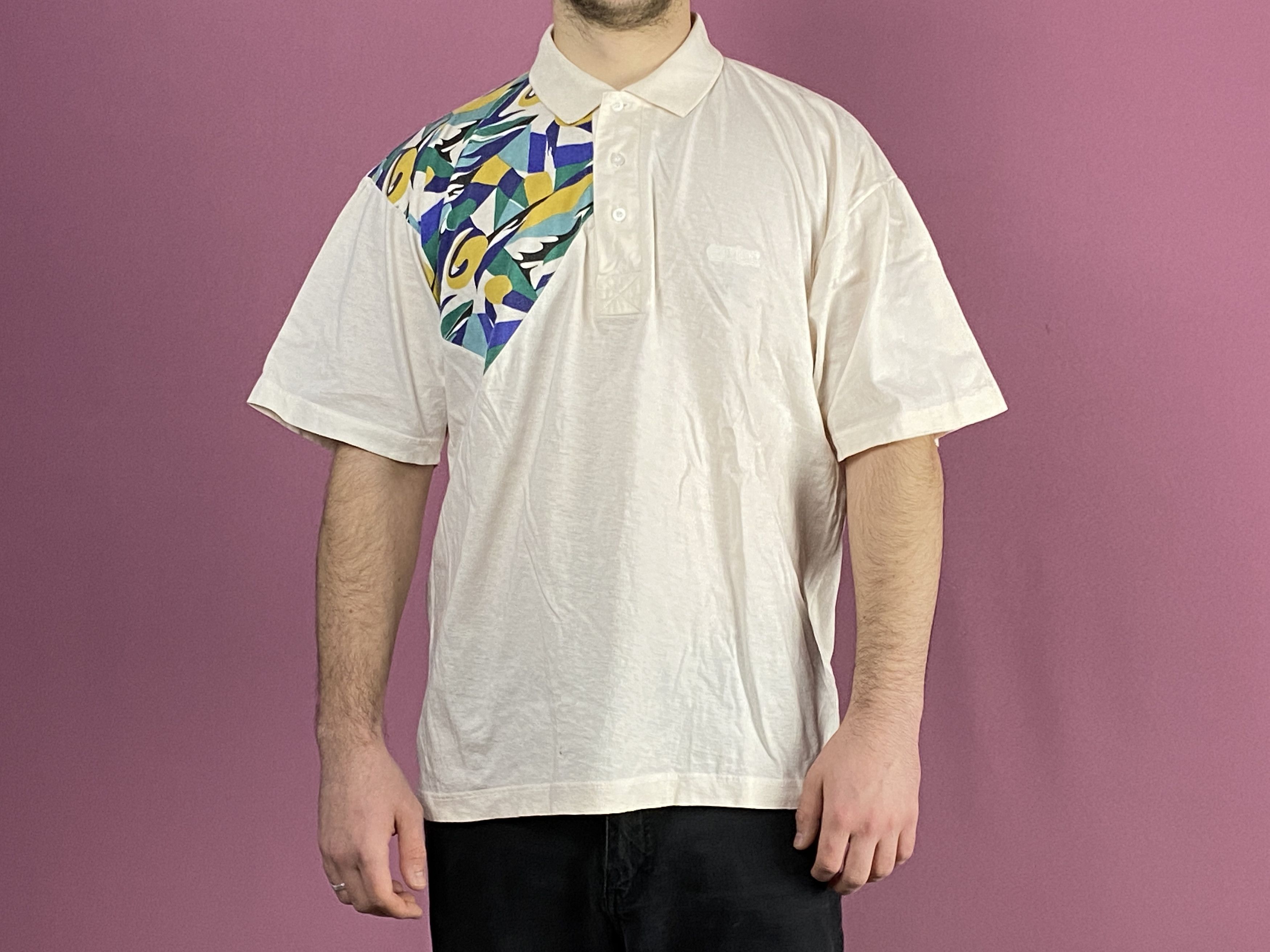 Vintage 90s Equipe Vintage Men's Abstract Print Polo Shirt - M Size US M / EU 48-50 / 2 - 4 Thumbnail