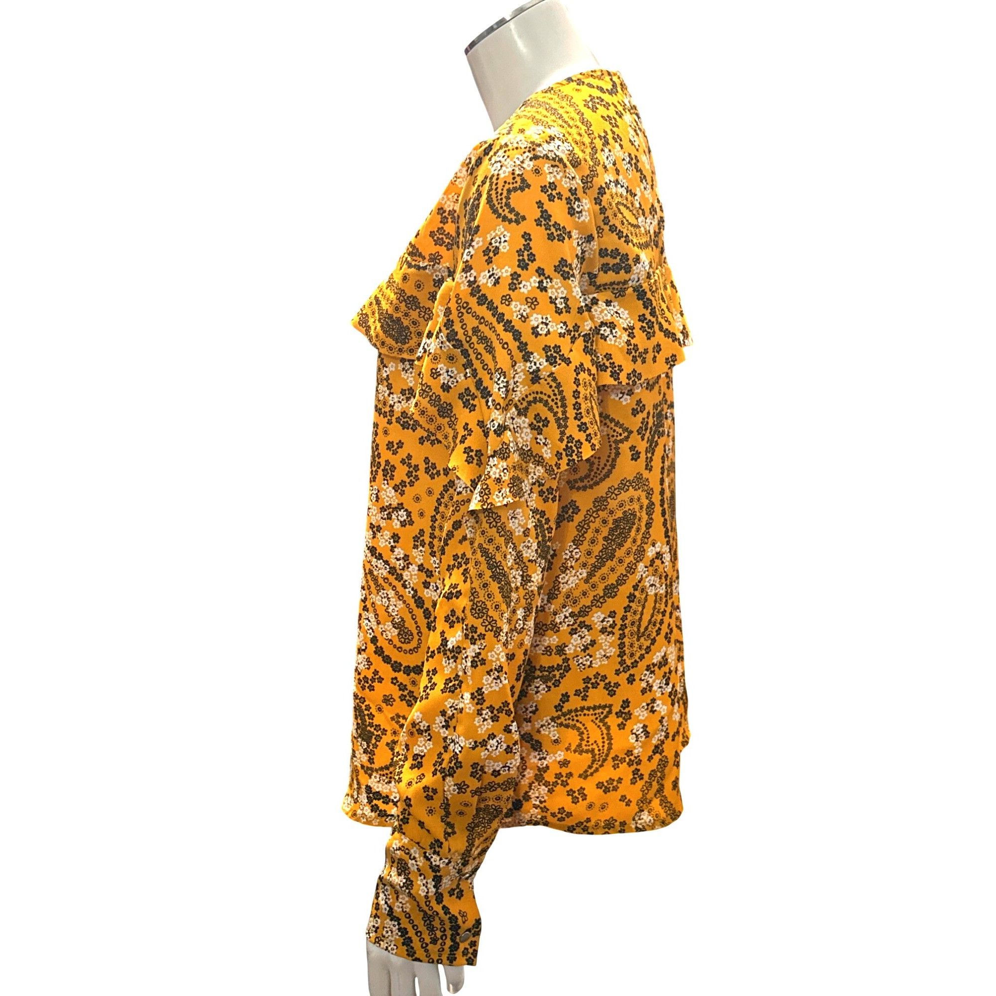 Abercrombie & Fitch Abercrombie Fitch XS Mustard Paisley Floral Long Sleeve Ruff Size XS / US 0-2 / IT 36-38 - 4 Thumbnail