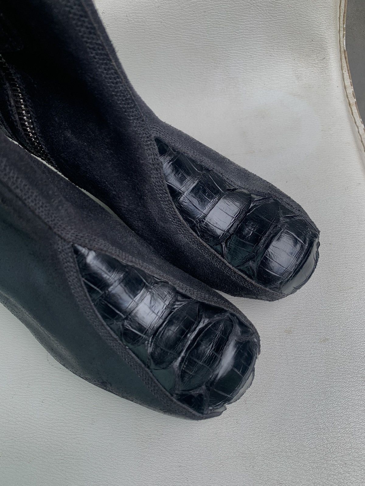 Rick Owens RUNWAY 1/1 Reverse Leather Croc Platform Wedge Boots Size US 8 / IT 38 - 9 Thumbnail