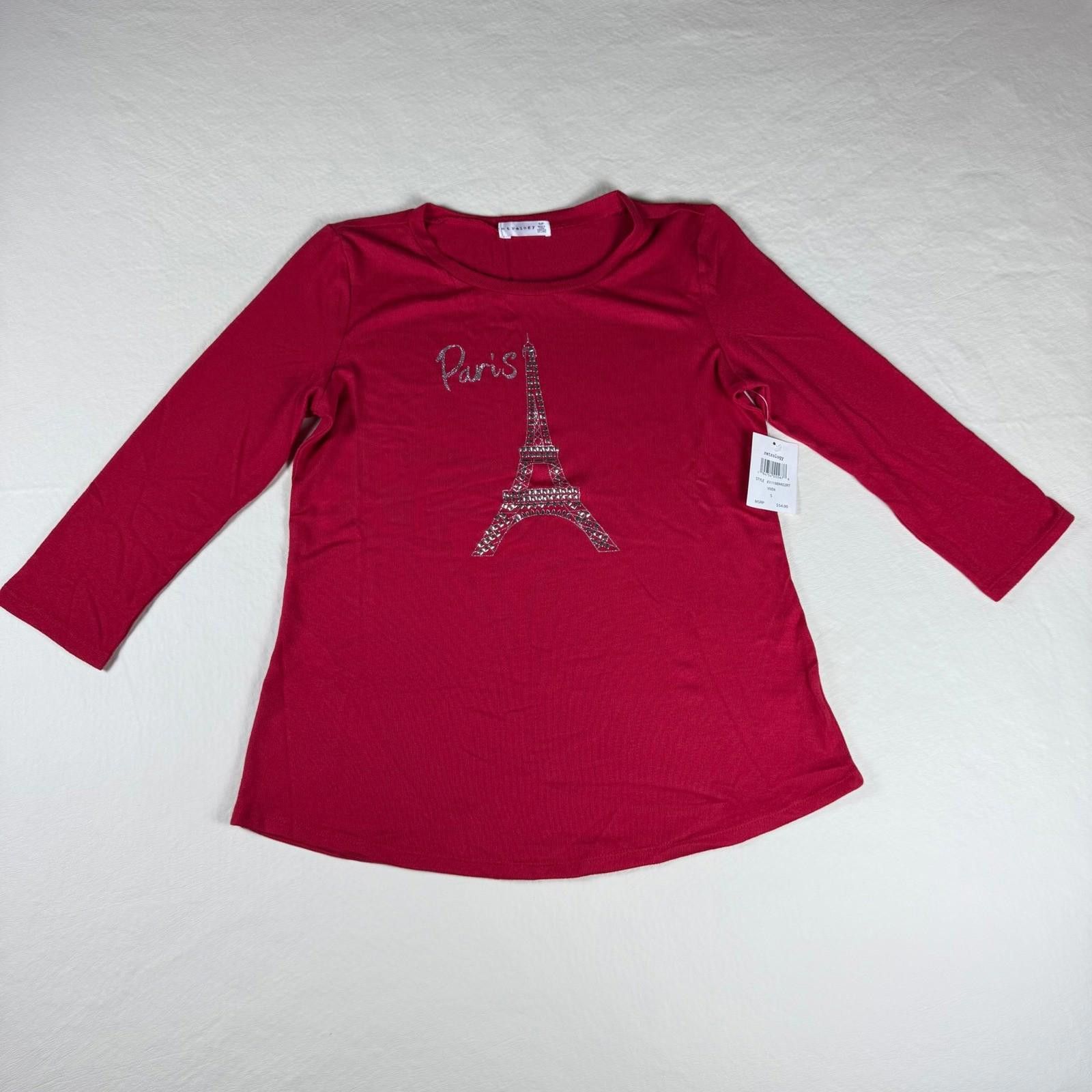 Other Retrology Womens Vixen Red Paris Eiffel Tower Rhinestone NWT Size S / US 4 / IT 40 - 1 Thumbnail