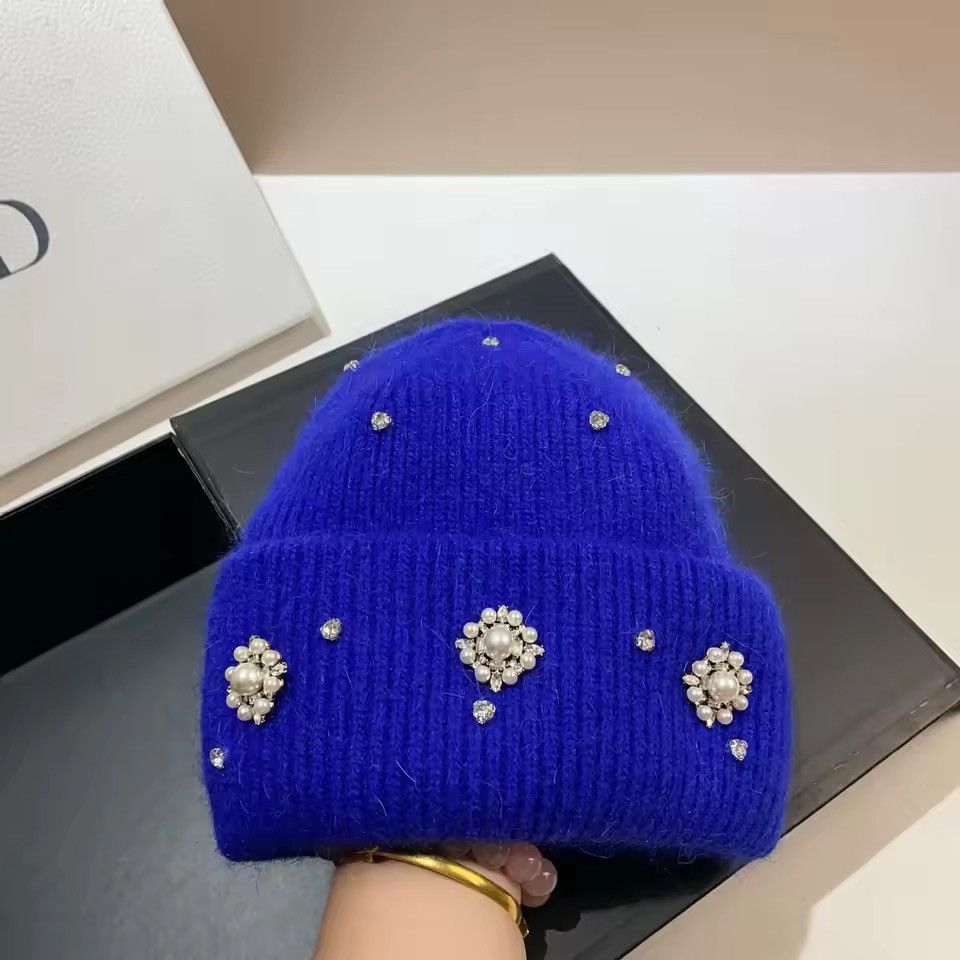 Japanese Brand Blue Beaded Beanie Size ONE SIZE - 2 Thumbnail