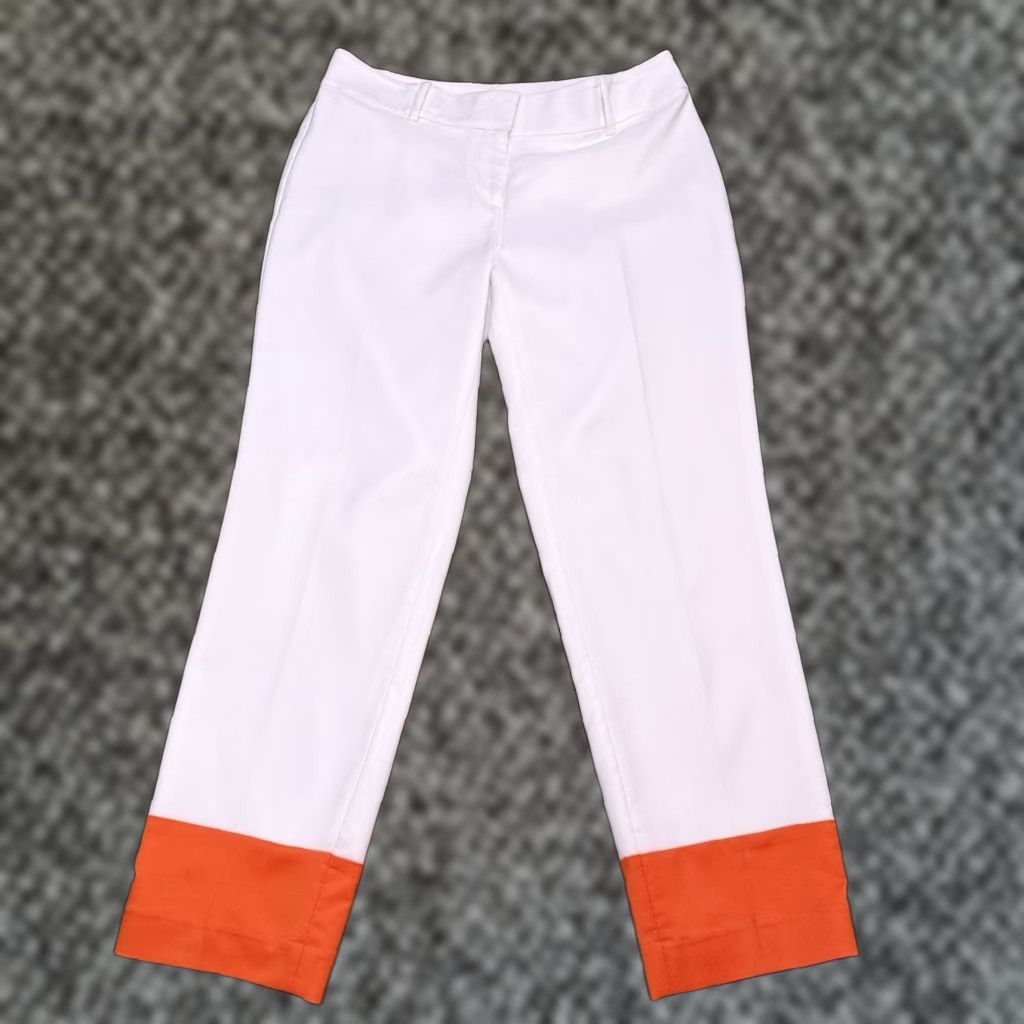 Ann Taylor Ann Taylor Ankle Pants Womens 0 White Mid Rise Stretch Zip Workwear, Party/Cocktail, Travel Regular Fit Size 25" / US 0 / IT 36 - 1 Thumbnail
