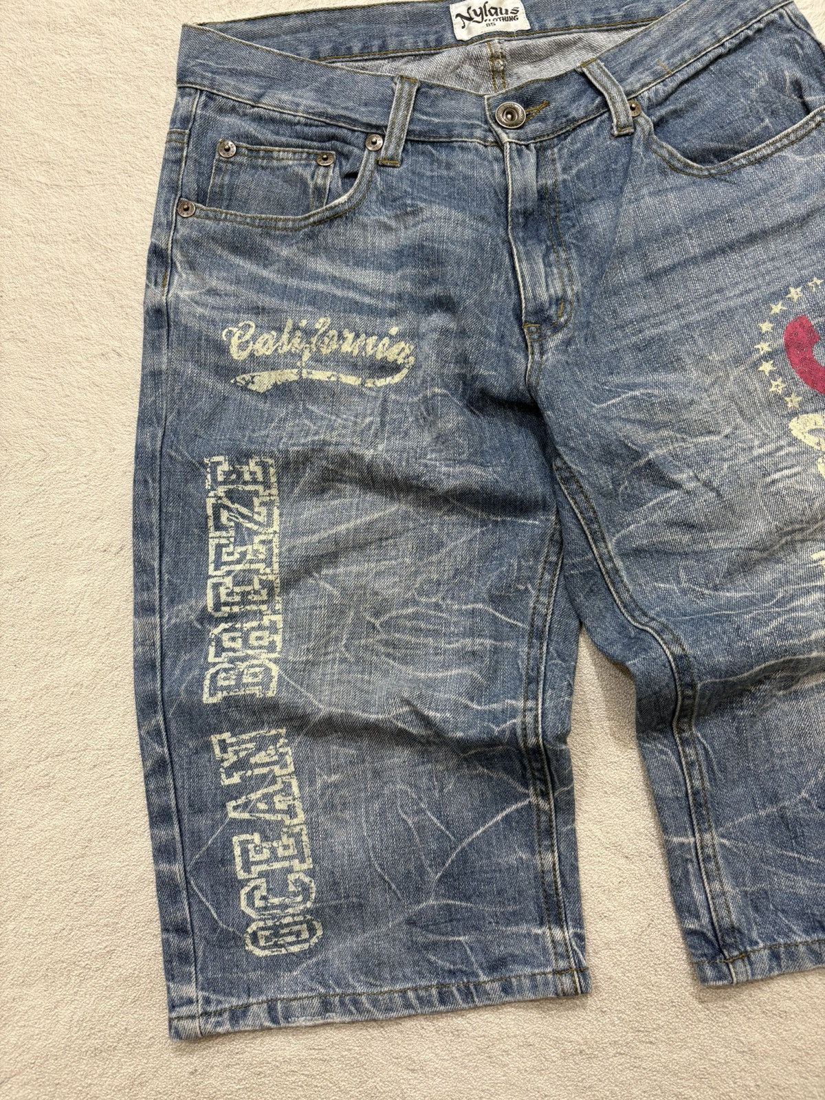 Kapital 2000s Nylus japan poem acid wash Jorts denim Y2k style Size US 31 - 4 Thumbnail
