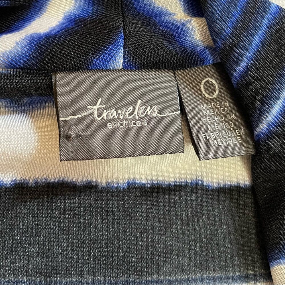 Chicos Chico's Travelers Watercolor Black Blue Stripe Vest Size 0 Size S / US 4 / IT 40 - 8 Thumbnail