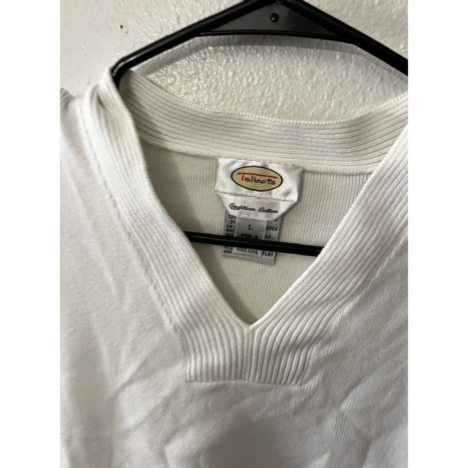 Talbots Retro Talbots Egyptian Cotton V Neck Stretch Sweater Sz. Large white Size L / US 10 / IT 46 - 2 Thumbnail
