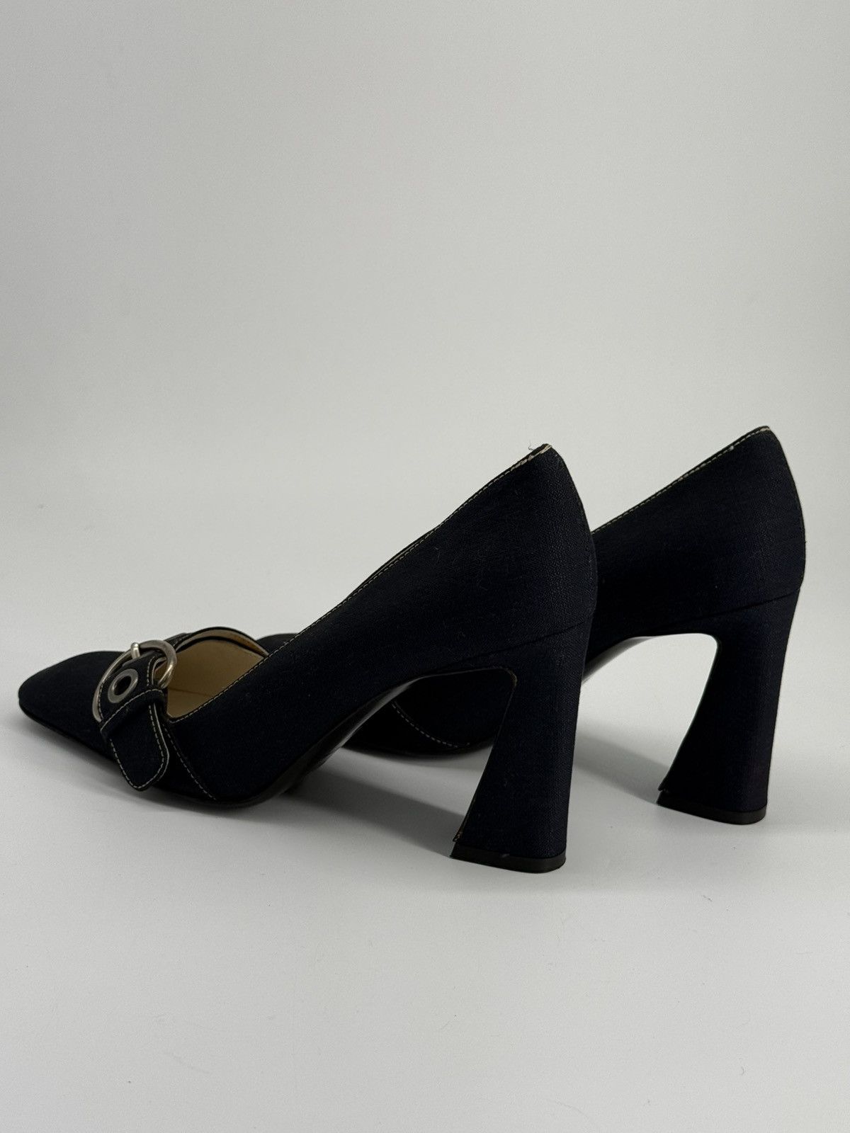 Prada Prada Navy Denim like chunky heels with buckle size 37 1/2 Size US 8 / IT 38 - 3 Thumbnail