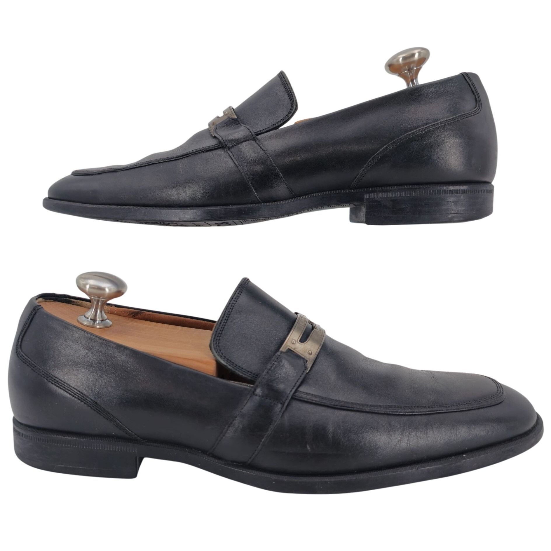 Bally Bally Switzerland Men's size 7D Black Leather Logo Plate Bit Size US 7 / EU 40 - 10 Thumbnail