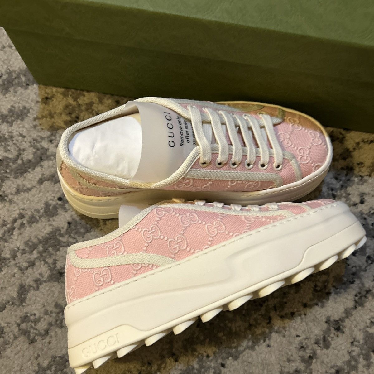 Gucci Gucci Tennis 1977 Pink GG Logo Embroidery Low Top Sneaker Size US 5 / IT 35 - 4 Thumbnail