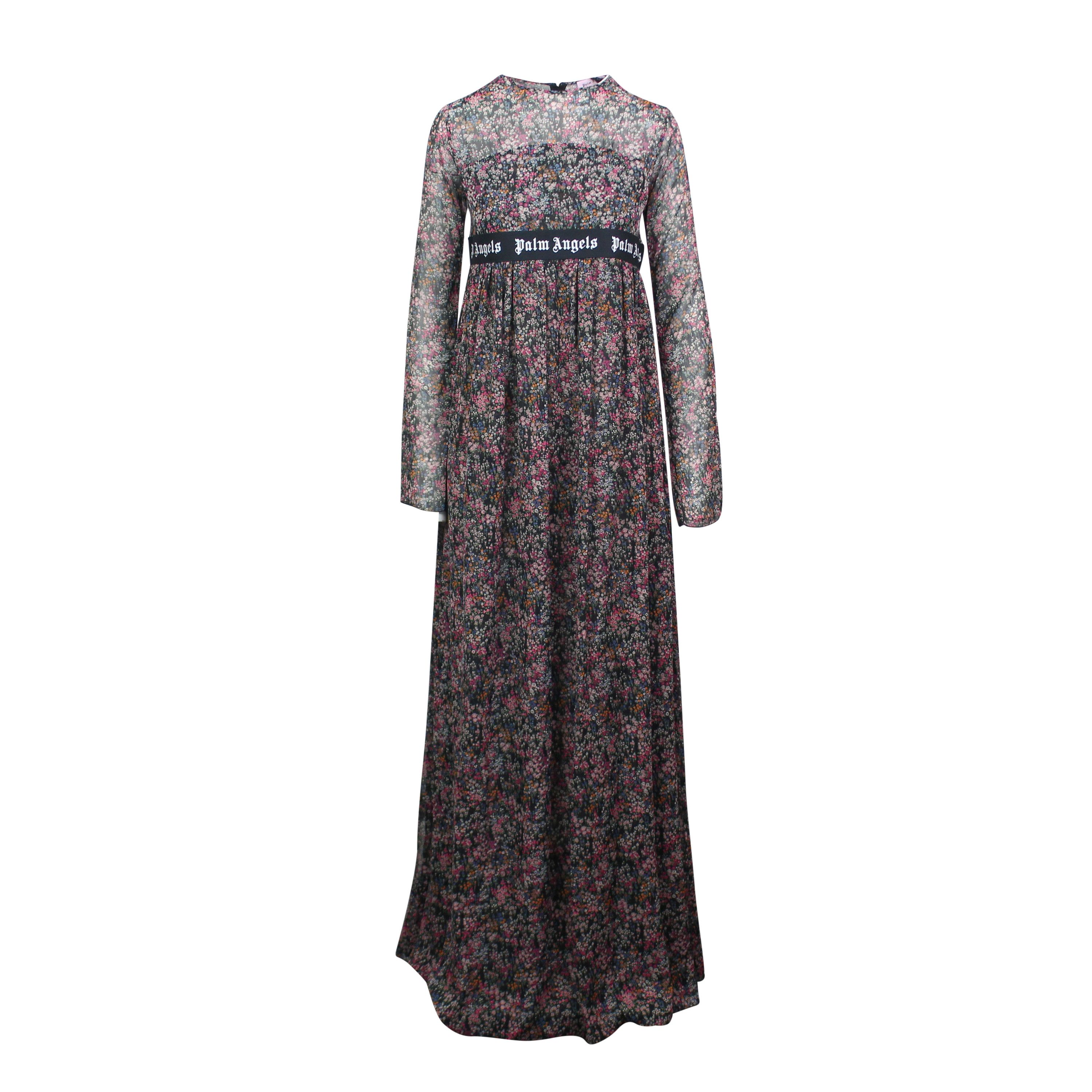 image of Palm Angels Long Floral Logo Dress Size 44, Women's