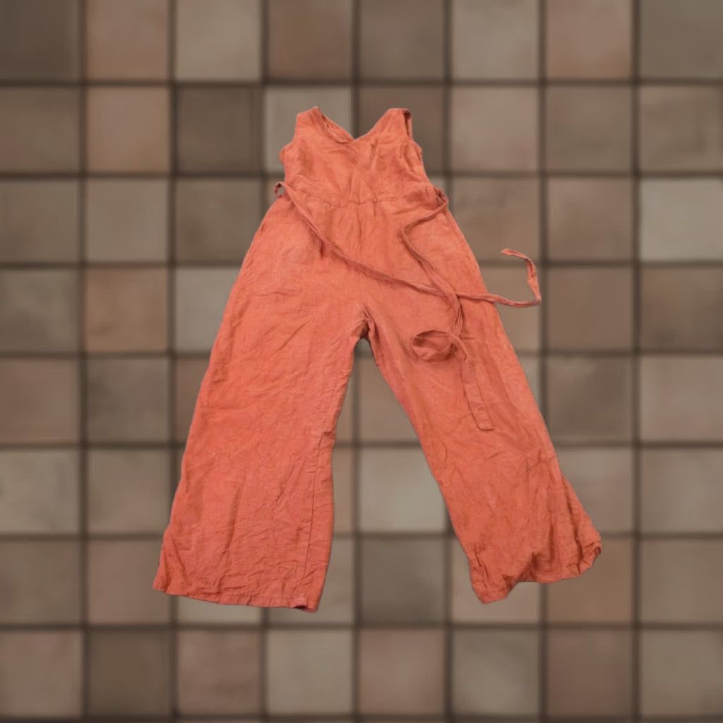 Vintage Kuhl Romper Jumpsuit Womens M Orange Linen One Piece Summer Tank Belted Faded Size 32" / US 10 / IT 46 - 1 Thumbnail