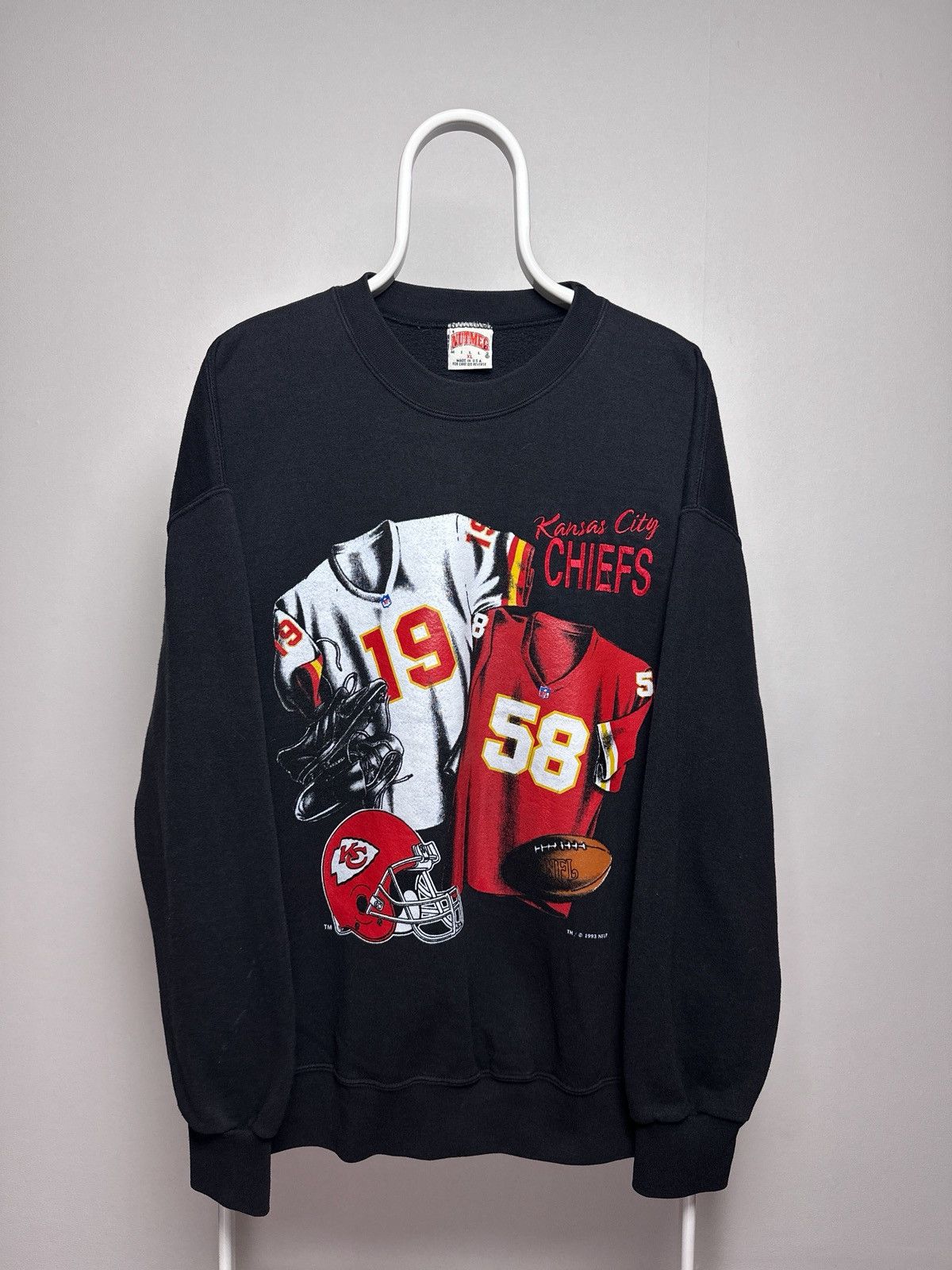 Nutmeg Vintage 1993 Kansas City Chiefs Nutmeg Mills Sweatshirt Size US XL / EU 56 / 4 - 1 Thumbnail