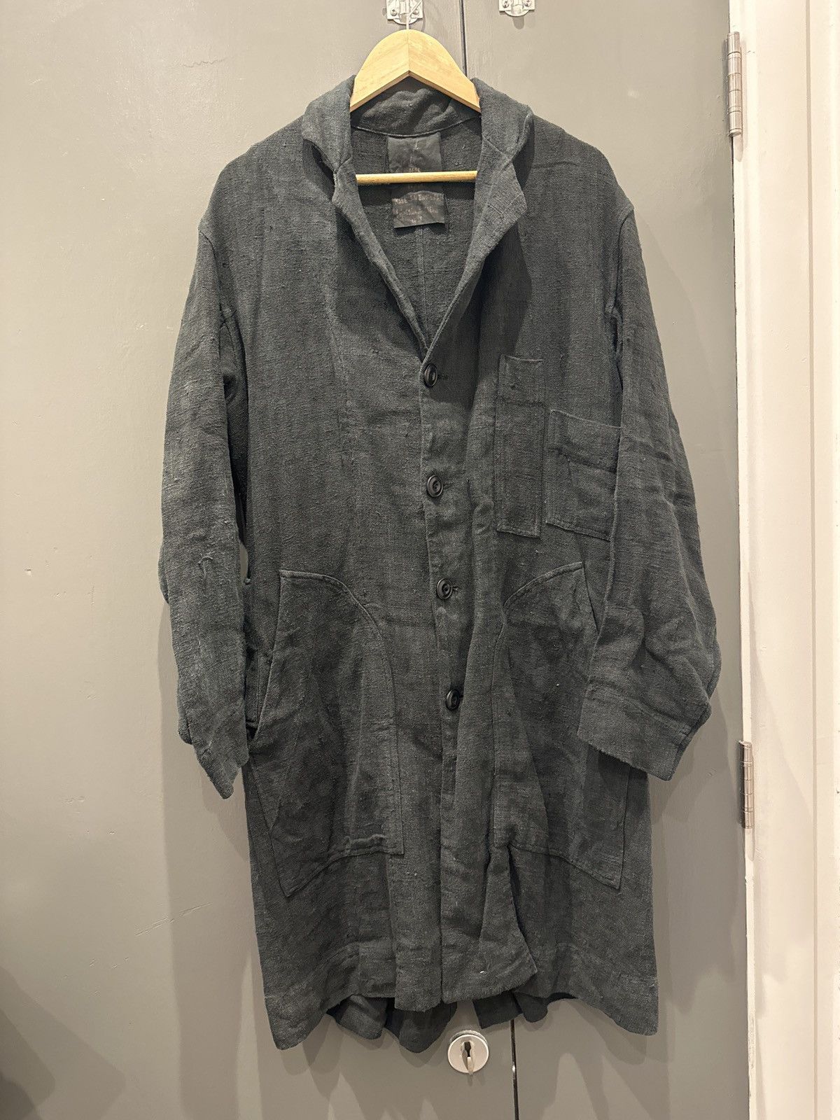 image of John Alexander Skelton Cv Antique Linen Coat in Navy, Men's (Size Medium)