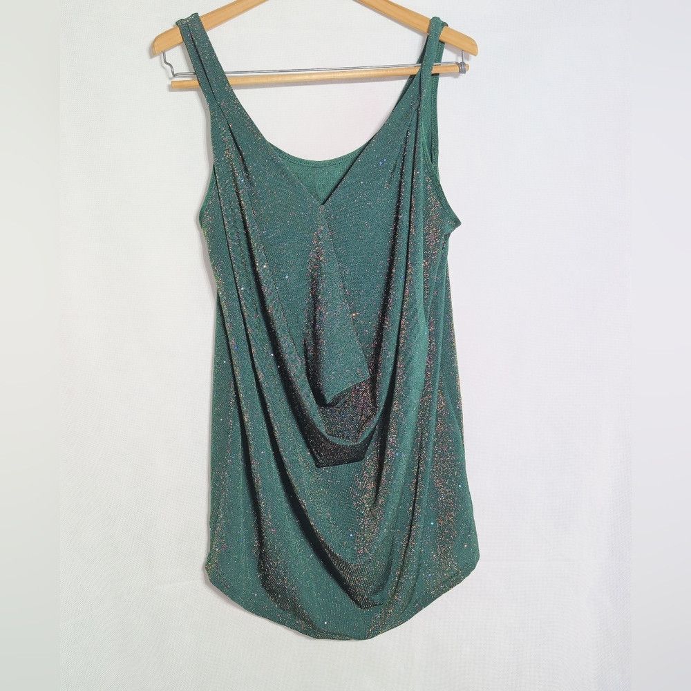 Other Unbranded 2XL Elegant Emerald Green Sparkle Draped Women's Size XXL / US 16-18 / IT 52-54 - 2 Thumbnail