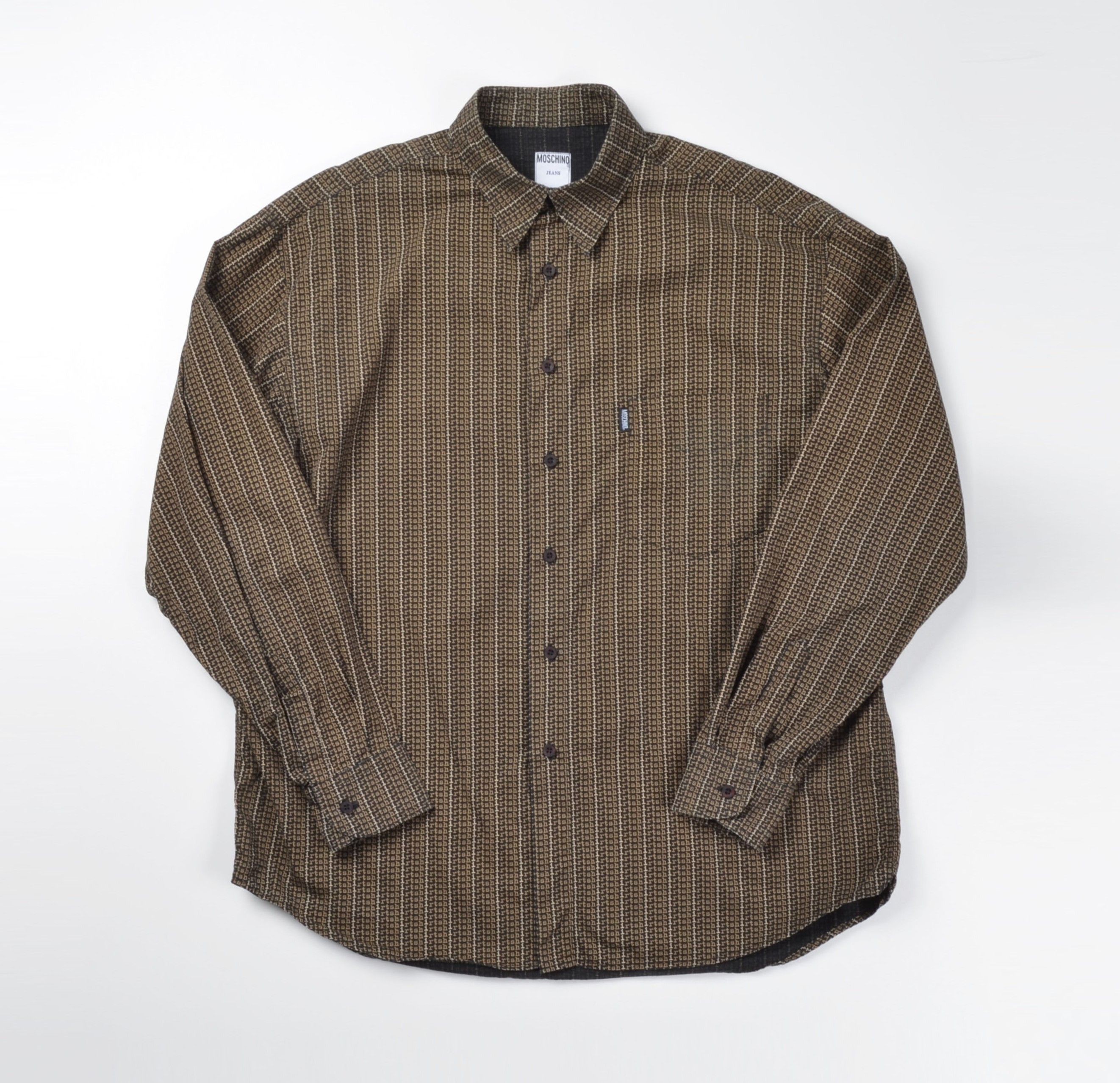 Vintage Moschino Jeans Monogram Brown Long Sleeve Shirt