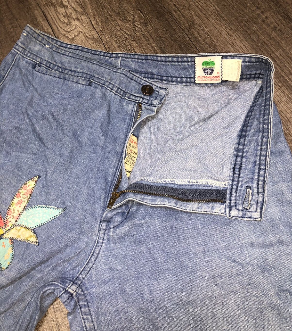 Hysteric Glamour × Vintage Vintage Miss Texwood Flared Jeans Flower Patches Design Size 29" - 9 Thumbnail