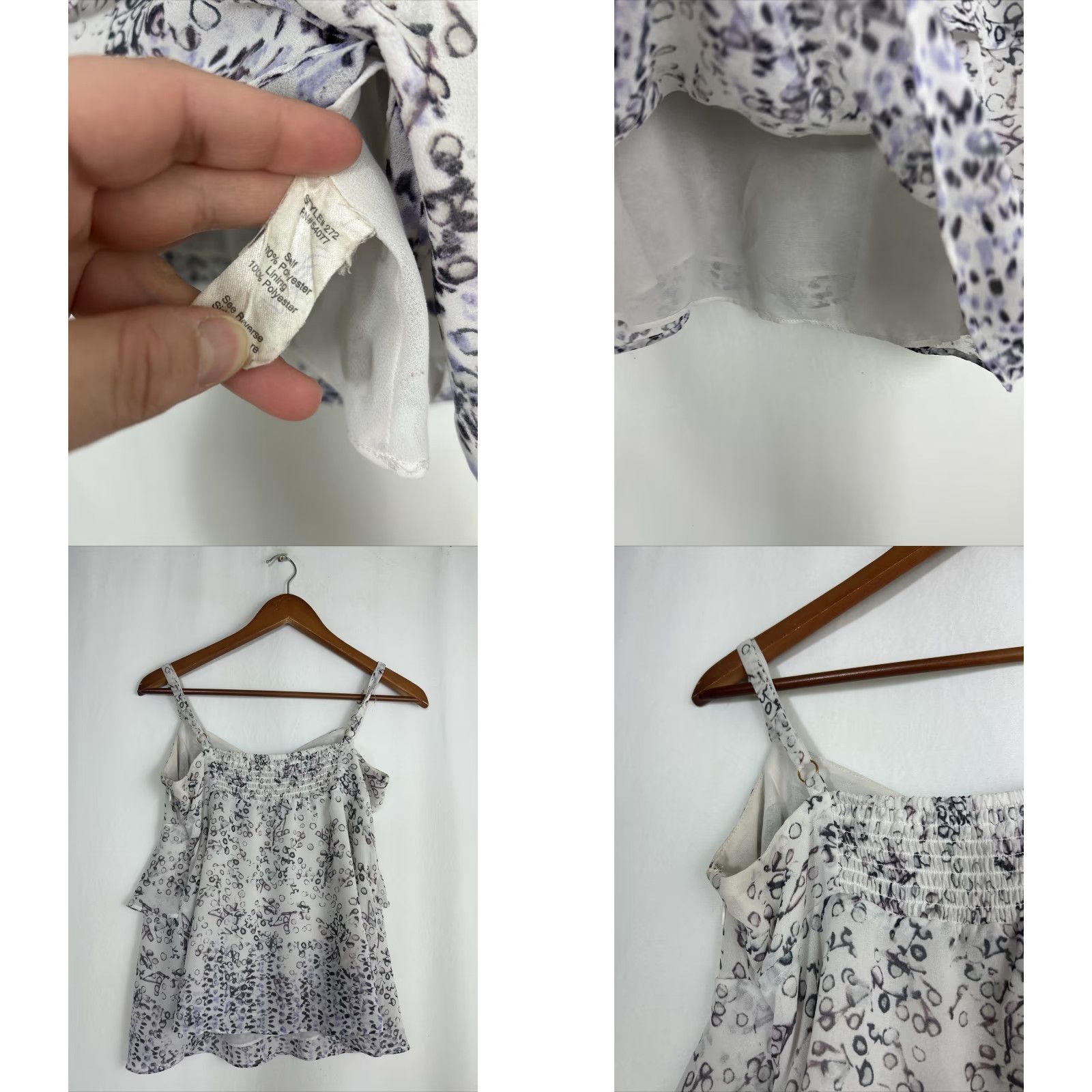 Vintage Cabi Womens Small Purple Circle Abstract Design Ruffle Layer Tank Top Size S / US 4 / IT 40 - 8 Thumbnail
