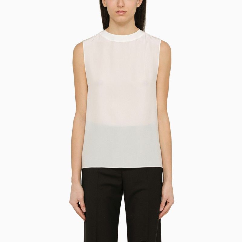 image of Saint Laurent Paris Saint Laurent Silk Satin Chalk Camisole Size 36 in White, Women's
