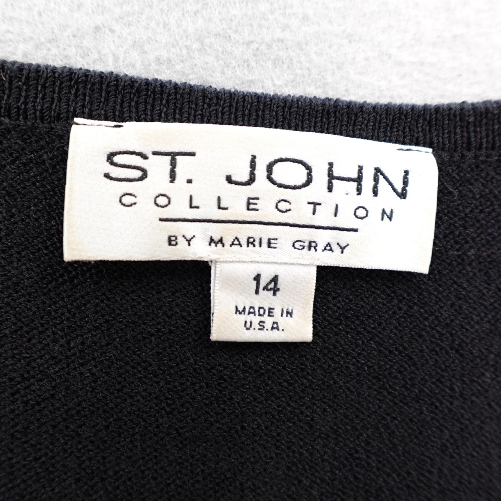 St. John VINTAGE St. John Collection Sweater Women 14 Black Lace-Up V-Neck 3/4 Sleeve Knit Wool Blend USA Ladies M/L Size XL / US 12-14 / IT 48-50 - 6 Thumbnail