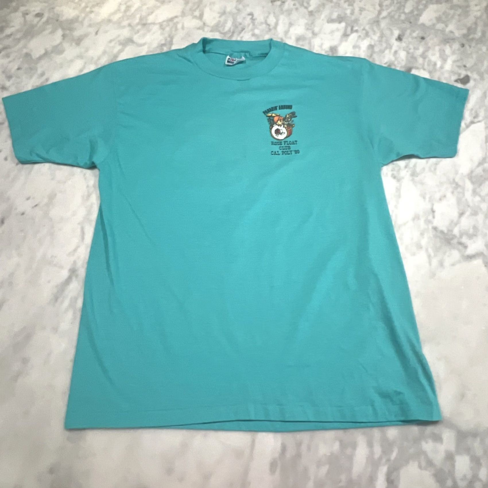 Hanes VINTAGE Cal Poly Rose Float Parade Club T Shirt XL Single Stitch Blue USA Shirt Mens Size US XL / EU 56 / 4 - 5 Thumbnail