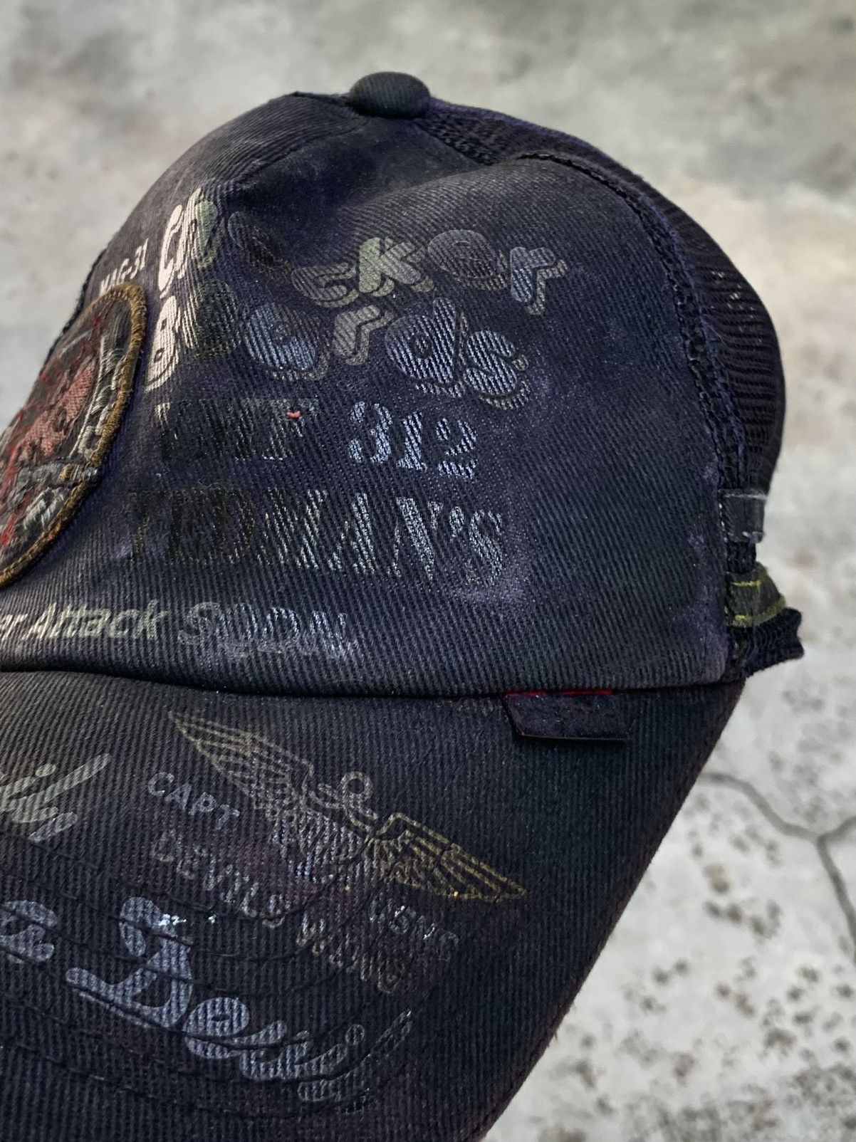 Tedman Tedman Thrashed Trucker Cap Red Devil Marine Fighter Patch Size ONE SIZE - 11 Thumbnail