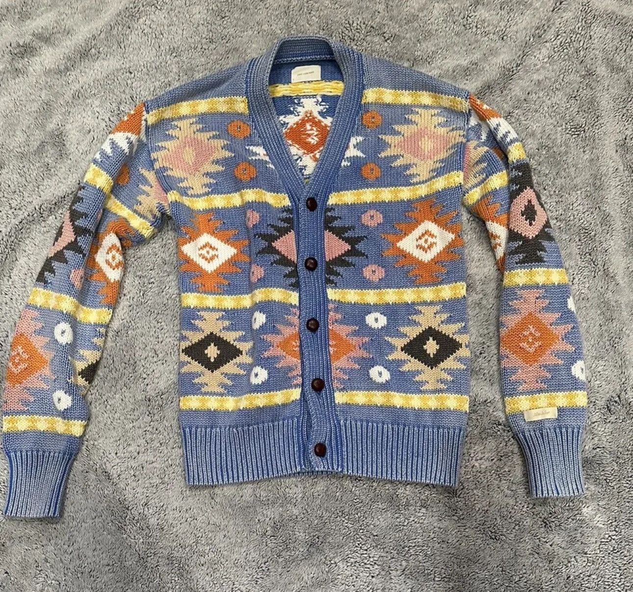 image of Aime Leon Dore Geo Knit Cardigan Mens Size S in Light Blue