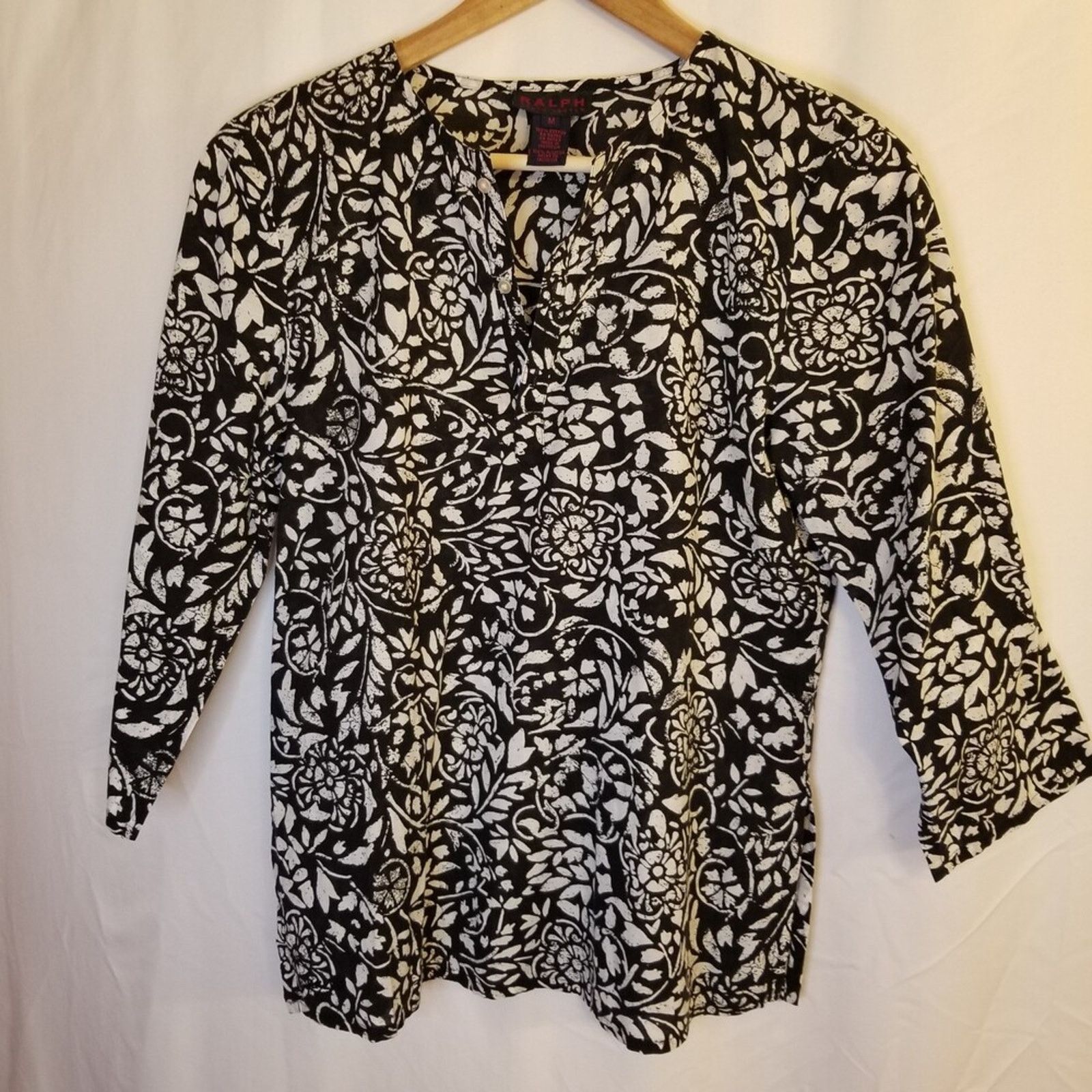 Ralph Lauren Ralph Ralph Lauren Black White Floral Pattern blouse M Med Size M / US 6-8 / IT 42-44 - 1 Thumbnail