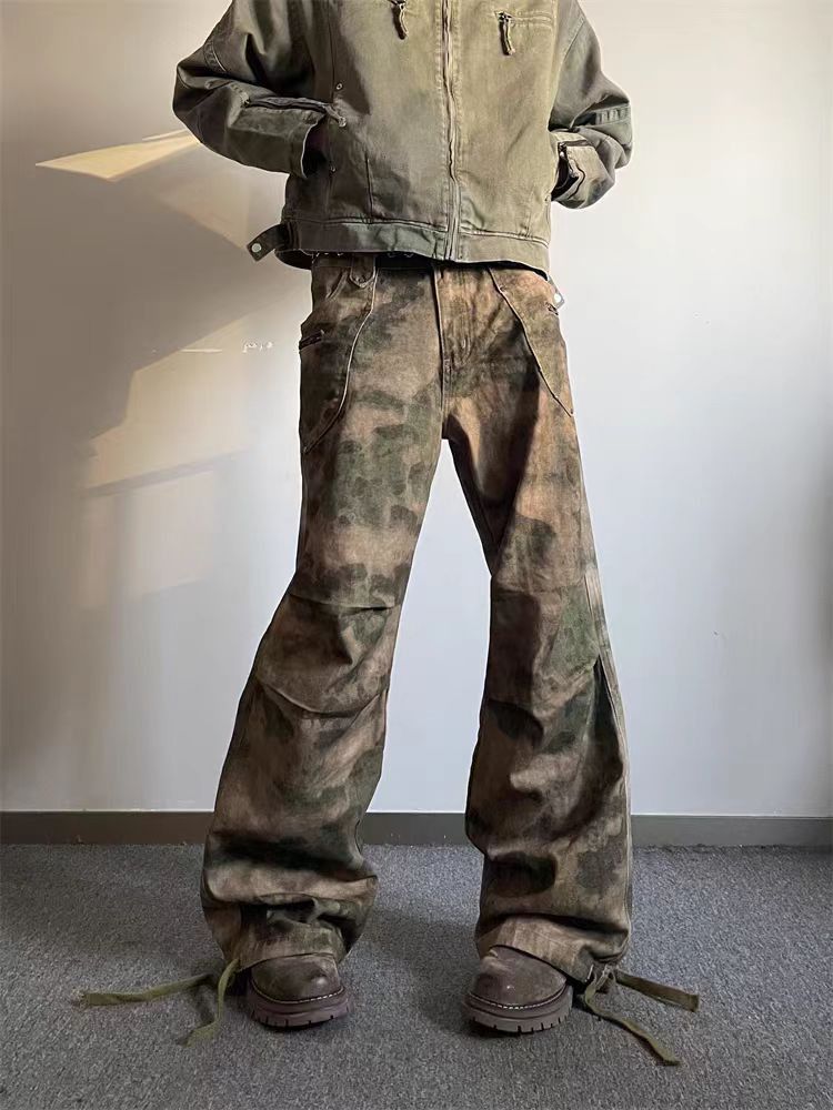 Japanese Brand × Vintage Camouflage Pleated Paratrooper Workwear Micro Flare Trousers Size US 34 / EU 50 - 5 Thumbnail