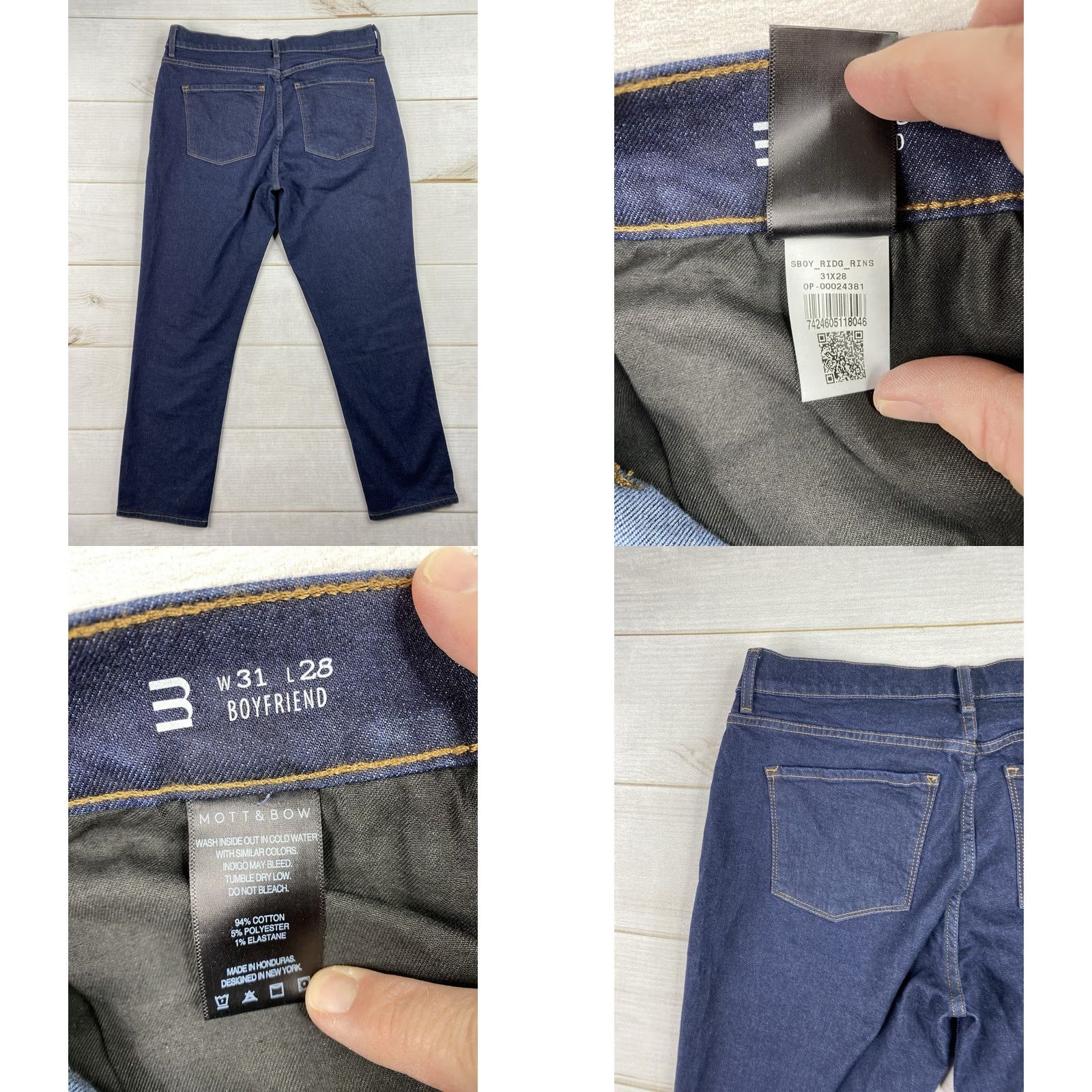 Mott & Bow Mott & Bow Jeans Mens 31x28 Boyfriend Denim Dark Wash Pockets Zip Stretch Relaxed Regular Blue City College Preppy Womens, 31x28, Denim, Jeans Size 24" / US 00 / IT 34 - 8 Thumbnail