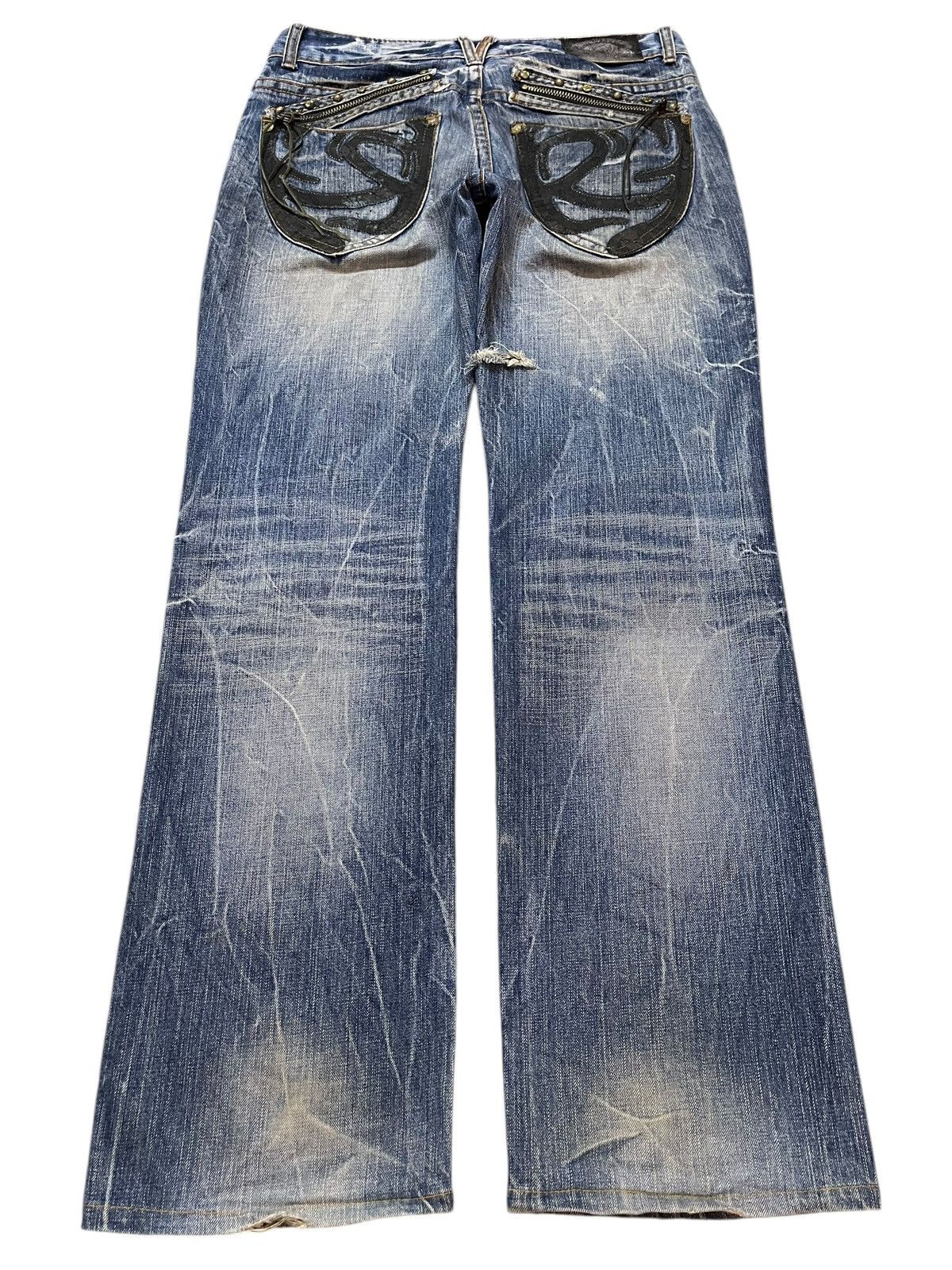 14th Addiction Vintage Japanese Brand Faded Thunder Wash Distressed Jeans Size US 32 / EU 48 - 2 Thumbnail