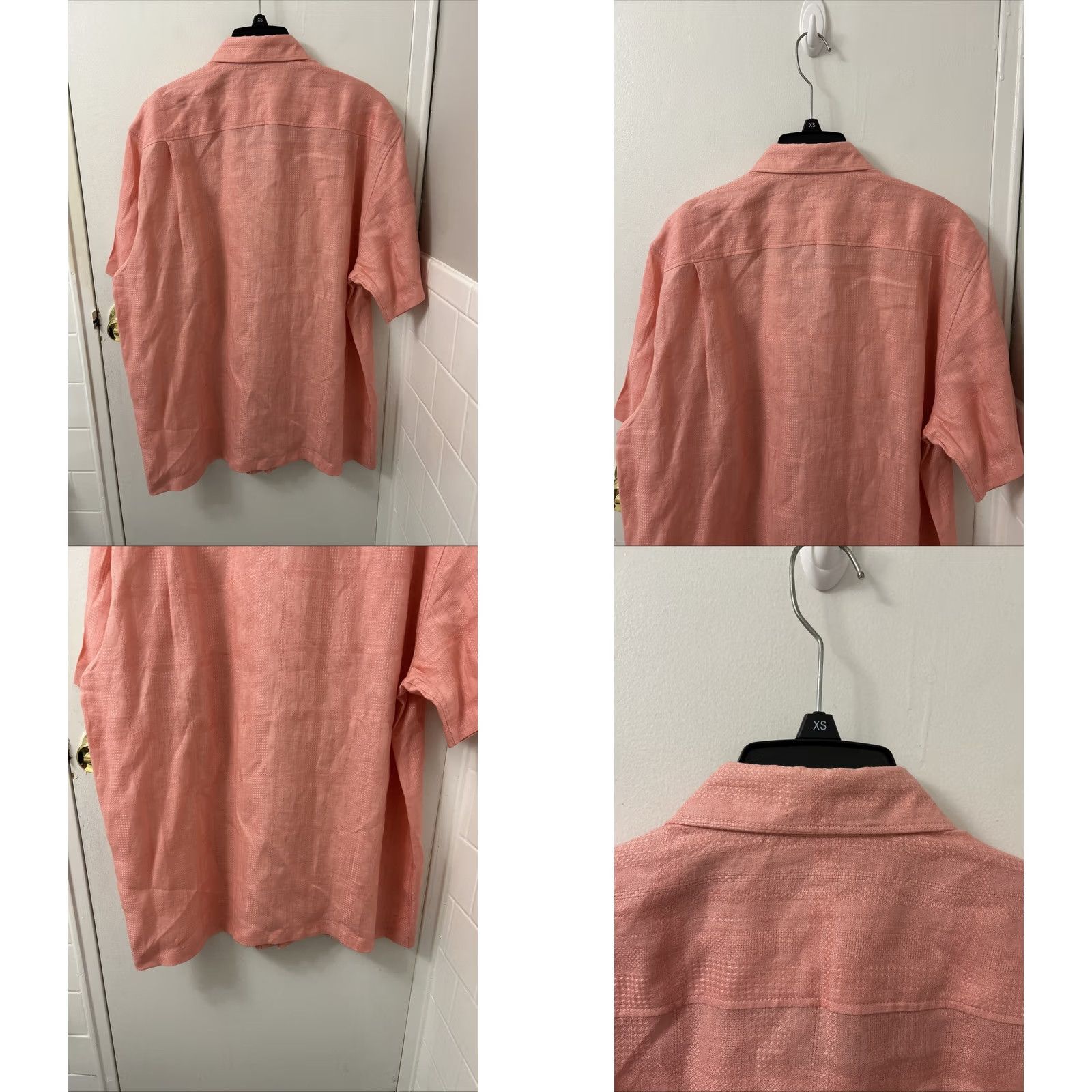 Tommy Bahama Tommy Bahama Shirt Mens XL Pink 100% Linen Plaid Button-Down Pocket Short Sleeve Size US XL / EU 56 / 4 - 8 Thumbnail
