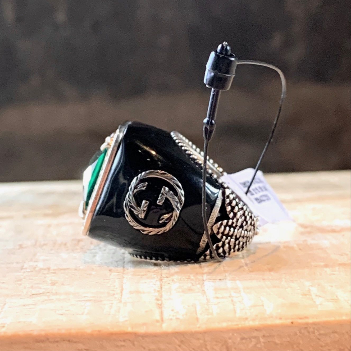 Gucci Gucci Black Enamel Crystal GG Cocktail Ring Size ONE SIZE - 3 Thumbnail