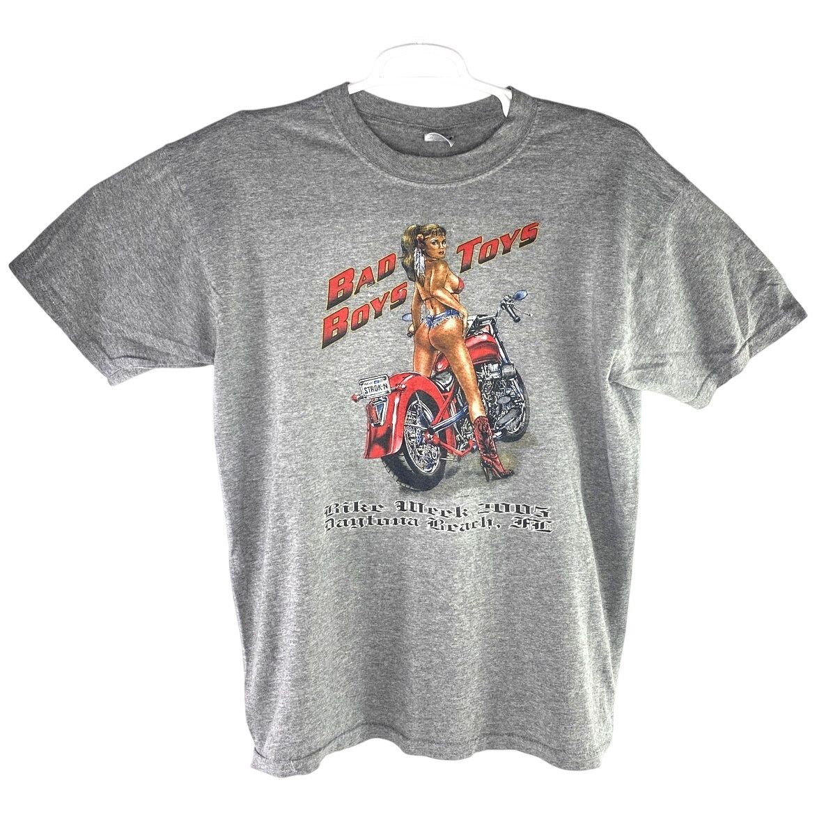 Jerzees Vtg Bad Boys Toys Biker Shirt Size Large Motorcycle Pinup Size US L / EU 52-54 / 3 - 1 Thumbnail