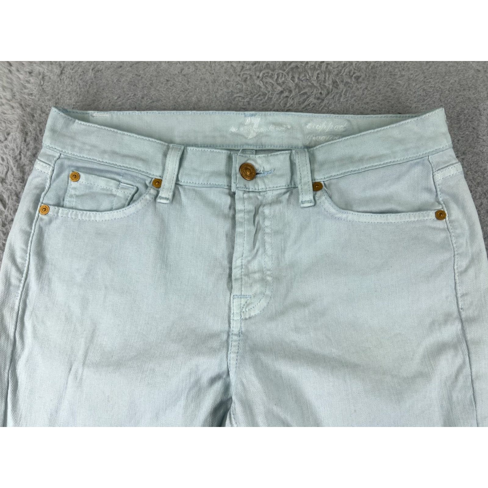 7 For All Mankind 7 For All Mankind Jeans Womens 27 Blue Denim Cropped Comfortable Stretch Regular Straight 5-Pocket Cotton Blend Logo Size 27" / US 4 / IT 40 - 4 Thumbnail