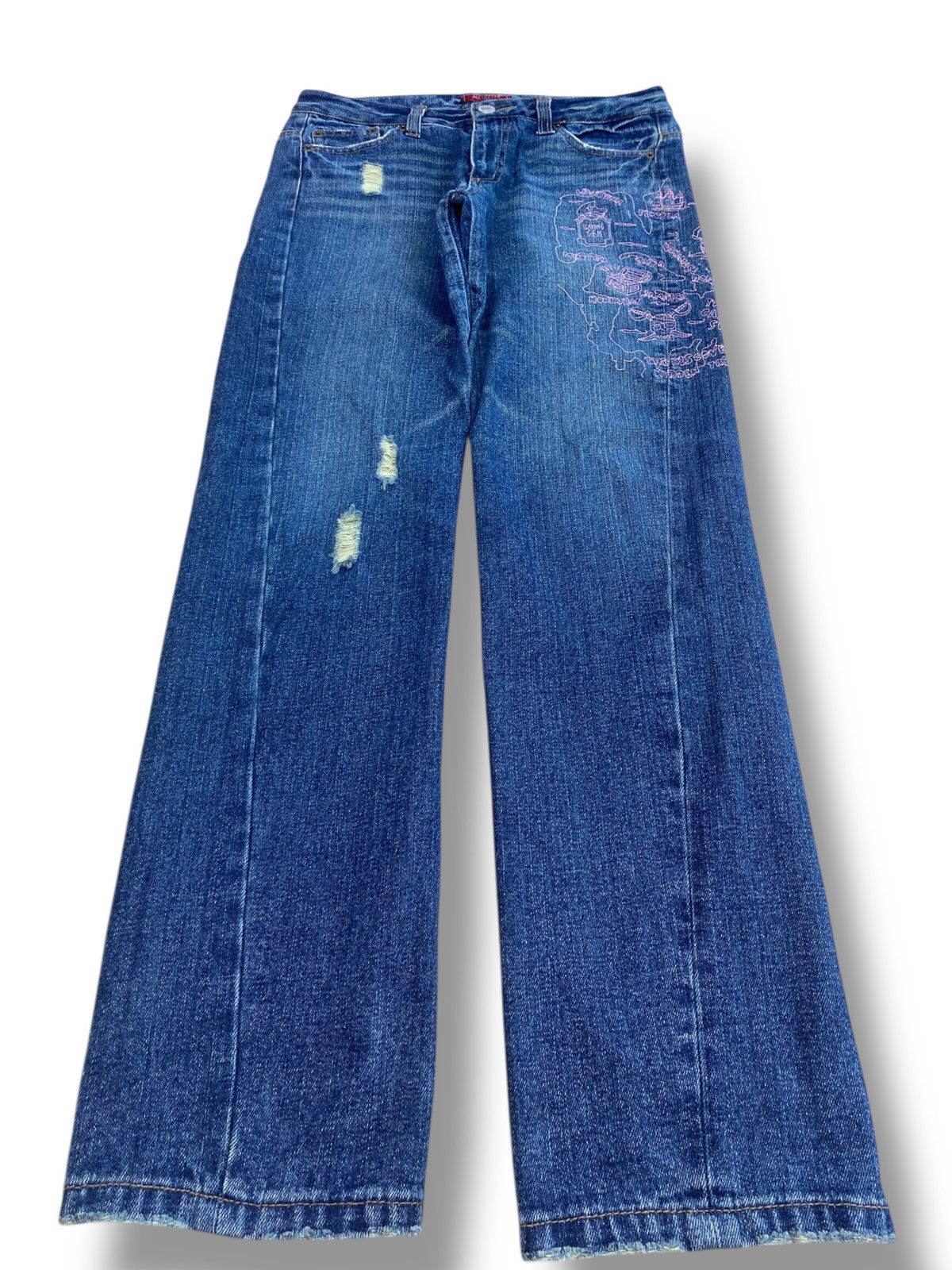 Japanese Brand Faded Ripped Style Loose Jeans