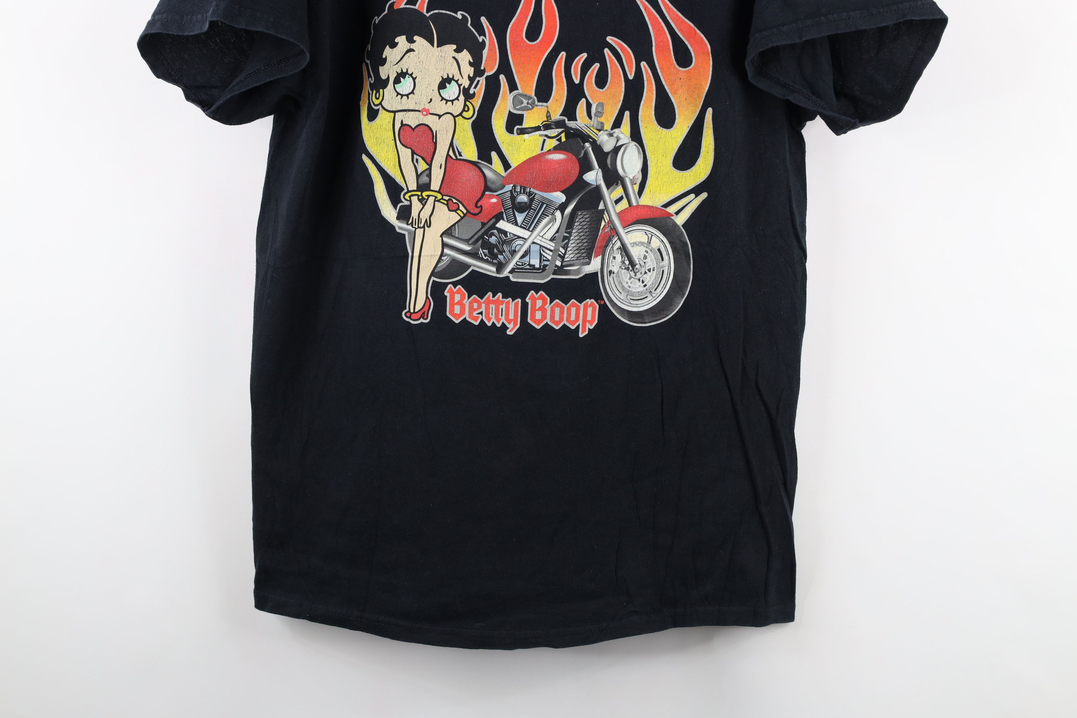 Vintage Retro Betty Boop Out Pinup Fire Flames Motorcycle T-Shirt Size US M / EU 48-50 / 2 - 3 Thumbnail