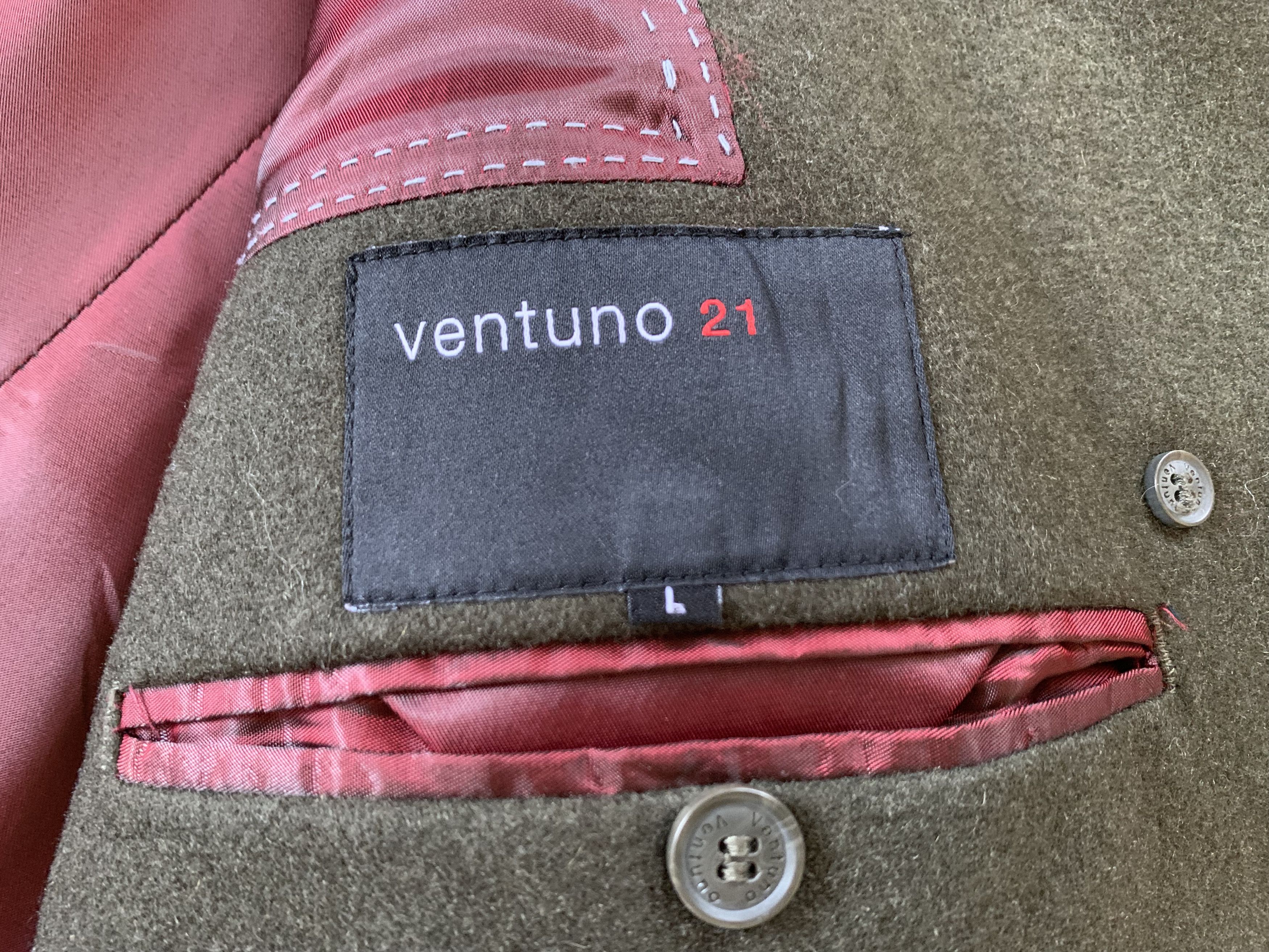 Designer × Vintage Ventuno 21 Mens Khaki Wool Coat Size US L / EU 52-54 / 3 - 8 Thumbnail
