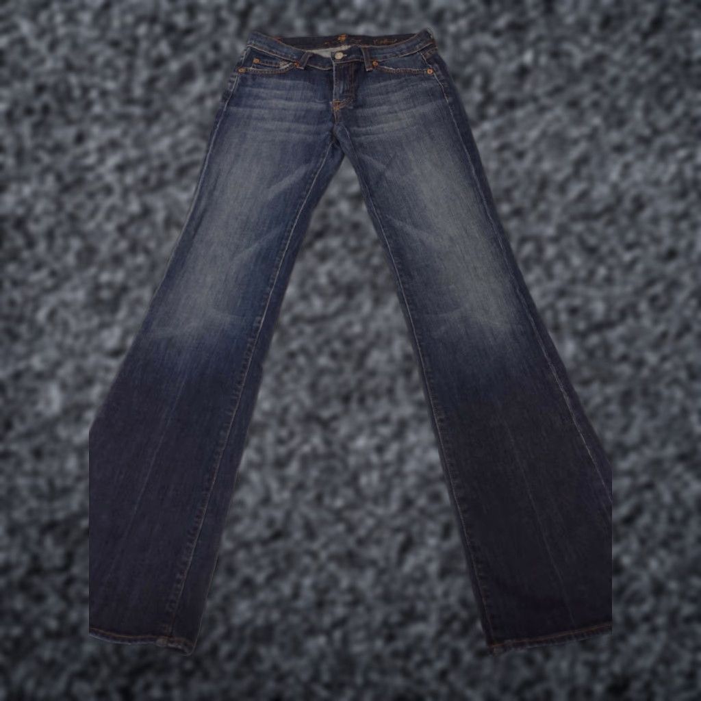 7 For All Mankind 7 For All Mankind Jeans Women's 27 Dark Distressed Bootcut Denim Cotton Lycra 33 Inseam Boots Cut Pockets Regular Rise 8 In #650 Size 27" / US 4 / IT 40 - 1 Thumbnail